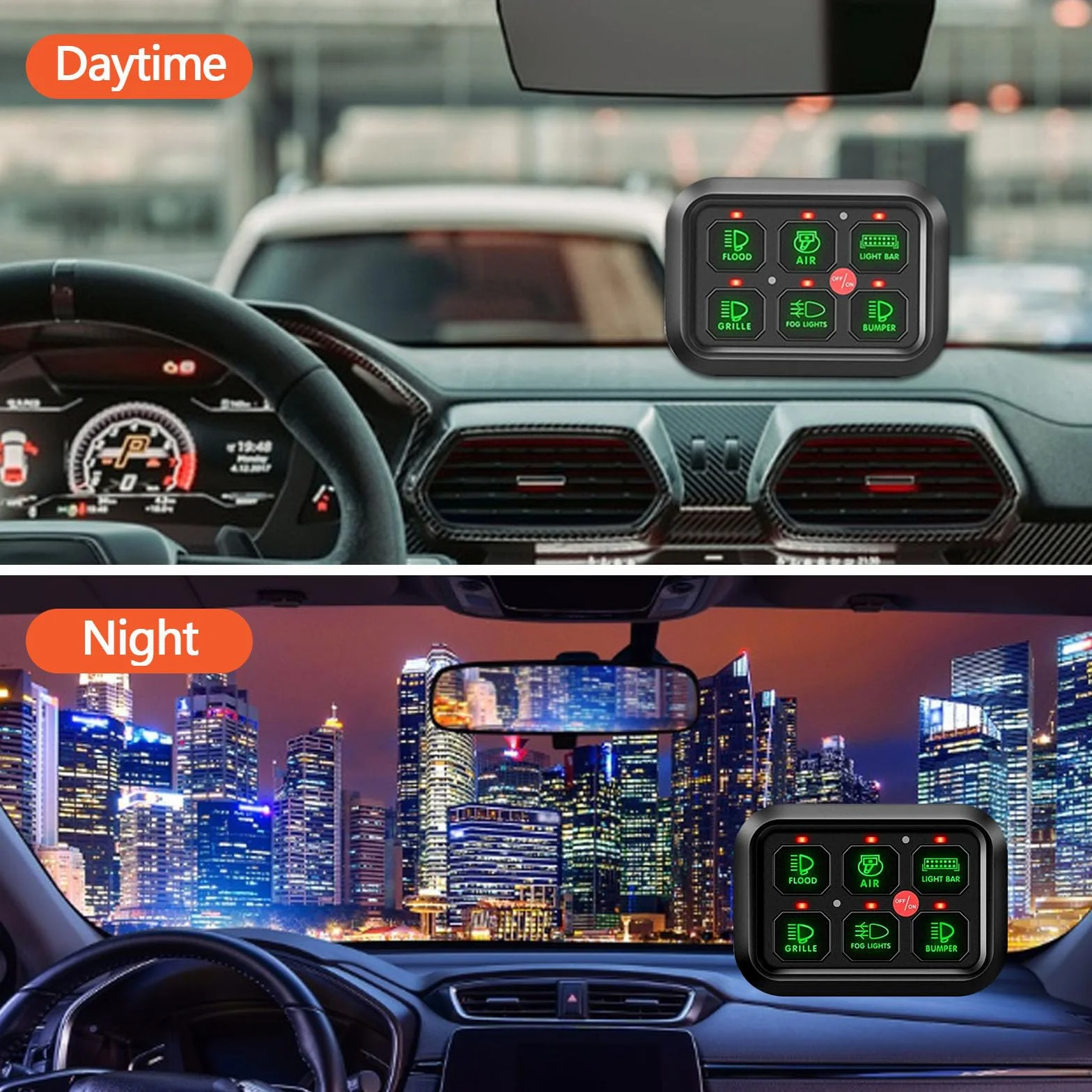 Pannello interruttori 6 bande 12V controllo circuito universale kit intelligente interruttori touch dimmerabili RGB sette colori auto camion SUV camper barca
