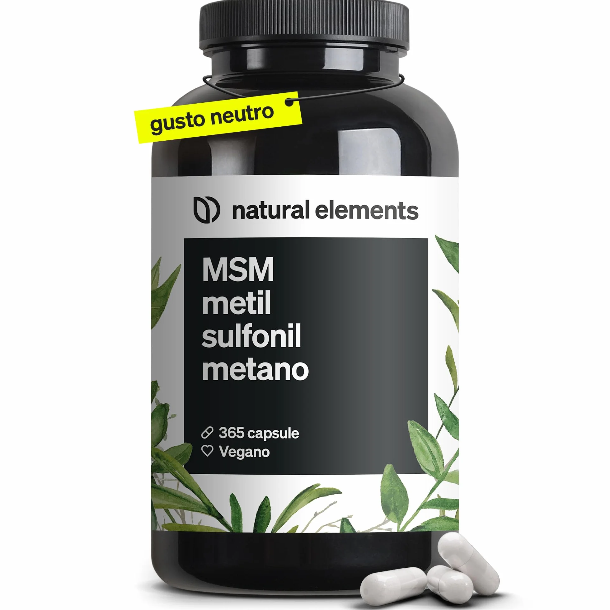 Integratore MSM Puro 99,9% Metilsulfonilmetano 1600mg 365 capsule vegan per Ossa e Articolazioni