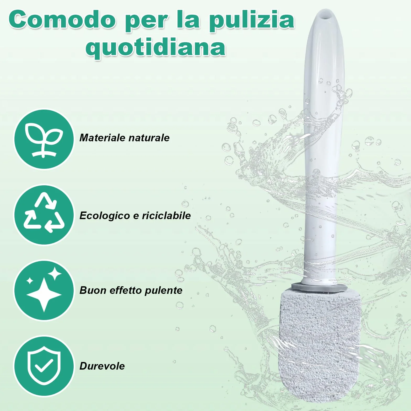 Scettar Pietra Pomice per WC 6 Pezzi Naturale con Manico Pulizia Macchie Bagno Toilette
