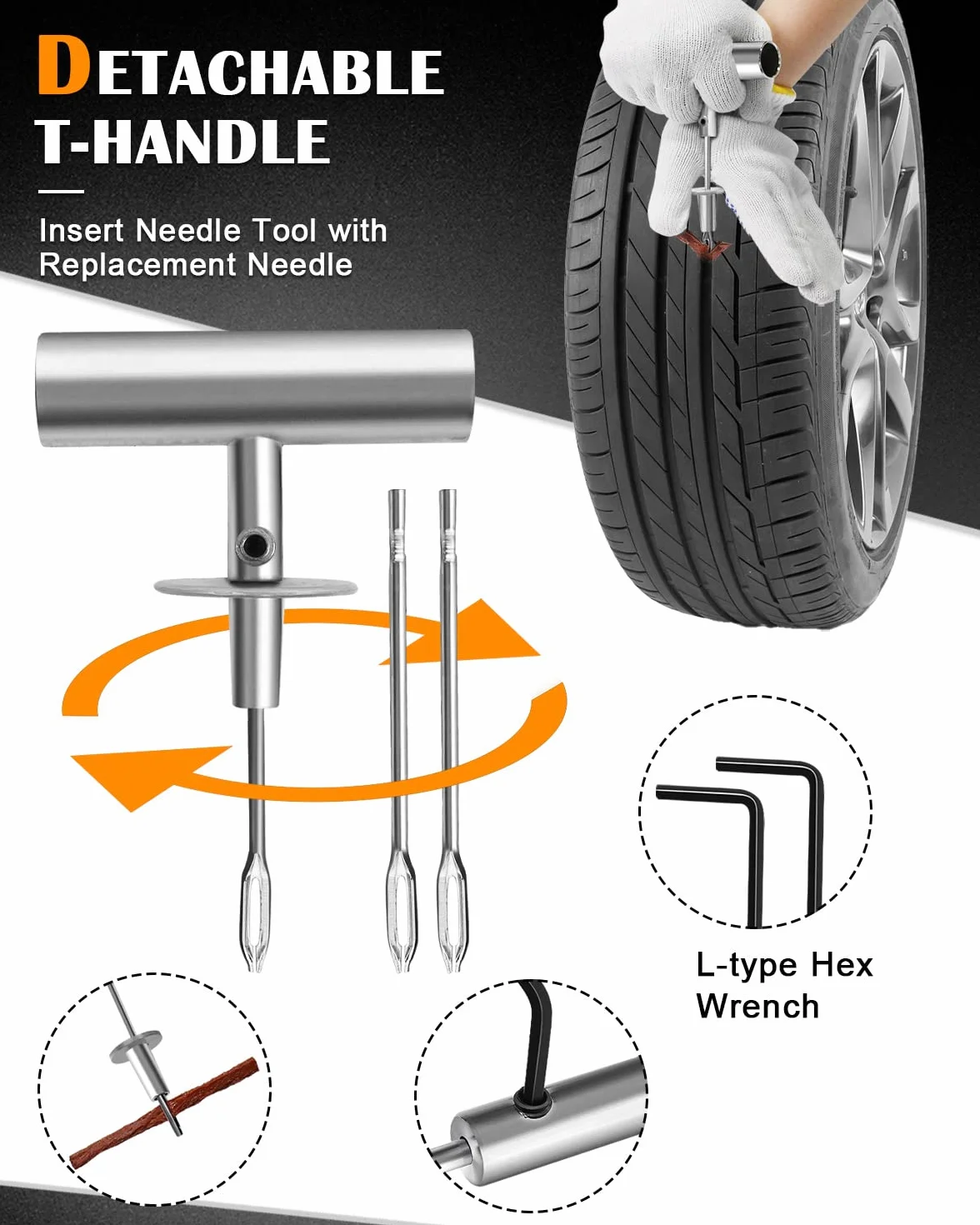MAIKEHIGH Zestaw Naprawczy do Opon 88 Części, Tubeless Heavy Duty Profesjonalny do Moto, Camion, SUV, ATV