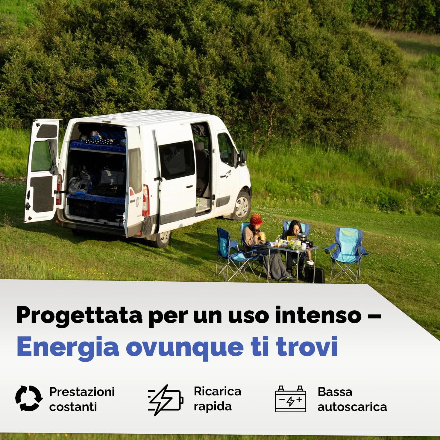 Batteria AGM Caravan 12V 100Ah deep cycle sigillata 278x175x190mm