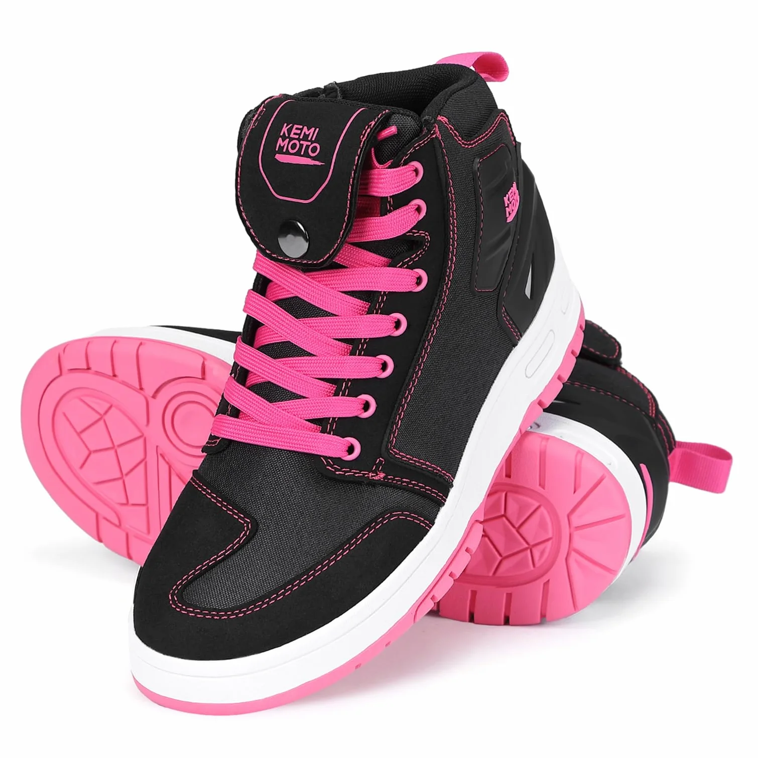 KEMIMOTO Scarpe Moto Donna, Casual Traspiranti Stivali Moto Donna con Rinforzo Cambio, Antiscivolo Sneakers Motociclista con Supporto alla Caviglia e Dettagli Riflettenti
