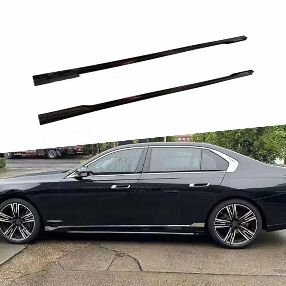 Auto Minigonne Laterali Per BMW Serie 7 G70 Sport 2023+ PP Minigonne Laterali Pannello A Bilanciere Spoiler Splitter Kit Corpo Vettura(Gloss Black)