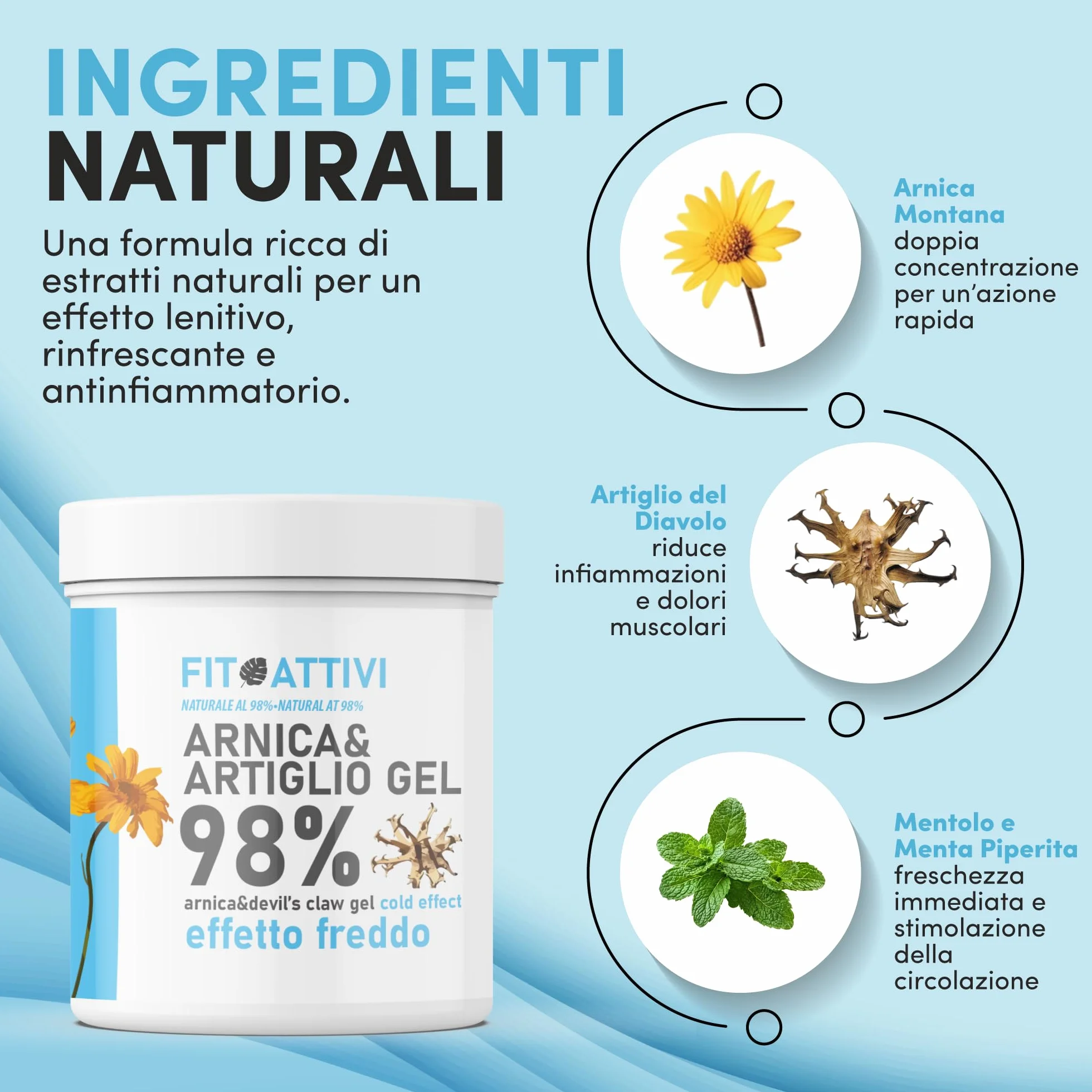 Arnica Forte e Artiglio del Diavolo Forte 550ml Effetto Freddo 98% Arnica Made In Italy