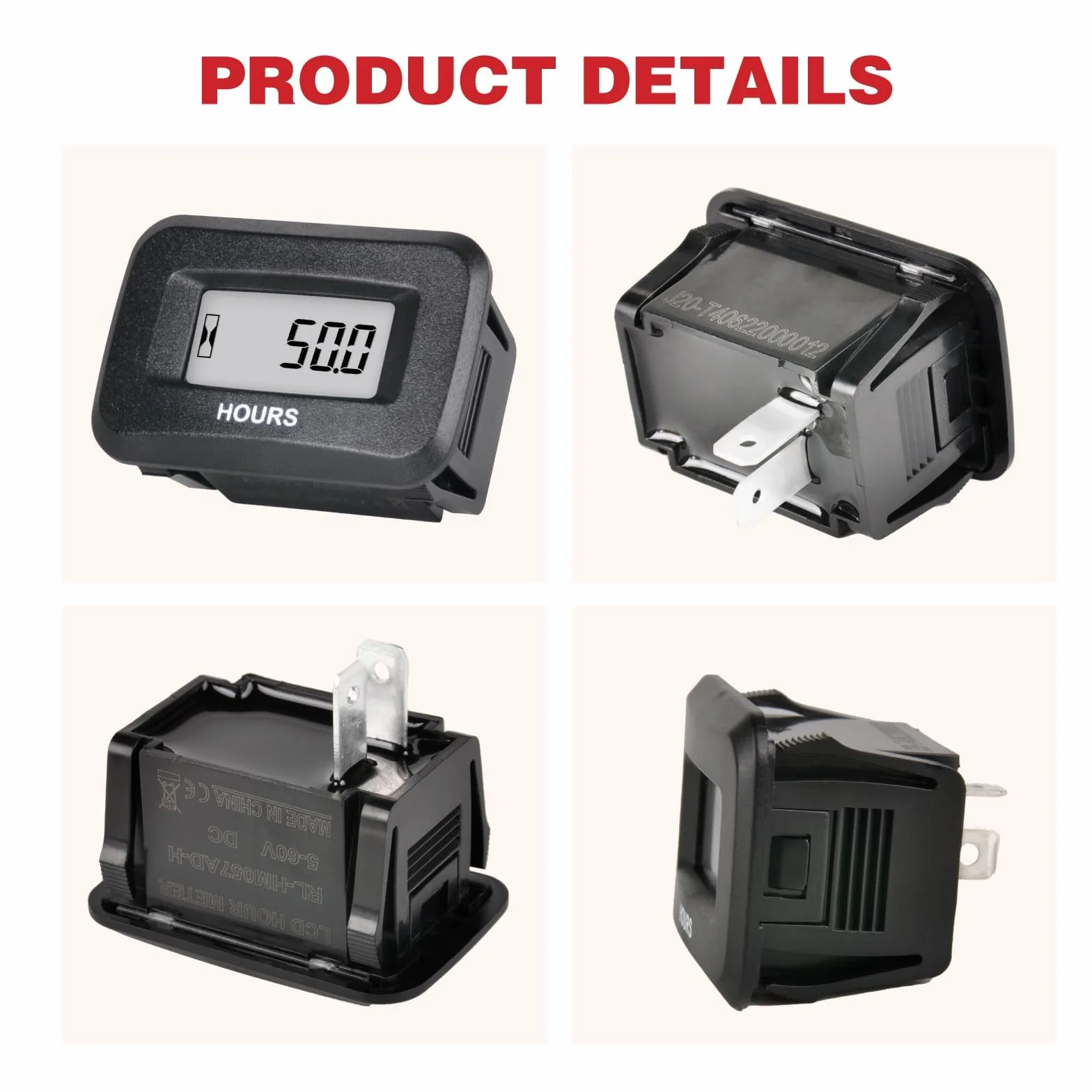 Contaore di manutenzione digitale per piccoli motori, DC 5V a 60V, impermeabile IP68, utilizzato per la guida di tosaerba, trattore, generatore, camper, carrello da golf, motocicletta, barca