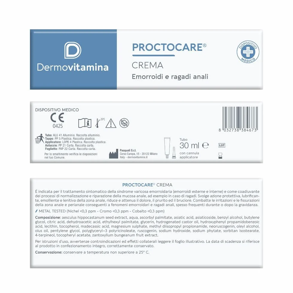 Dermovitamina Proctocare Crema Proctologica Lenitiva e Protettiva 30ml