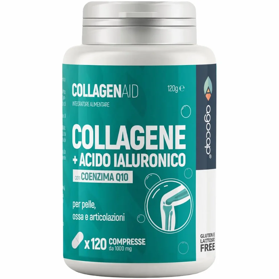 Collagene e Acido Ialuronico 120 Compresse con Coenzima Q10 1000mg Integratore