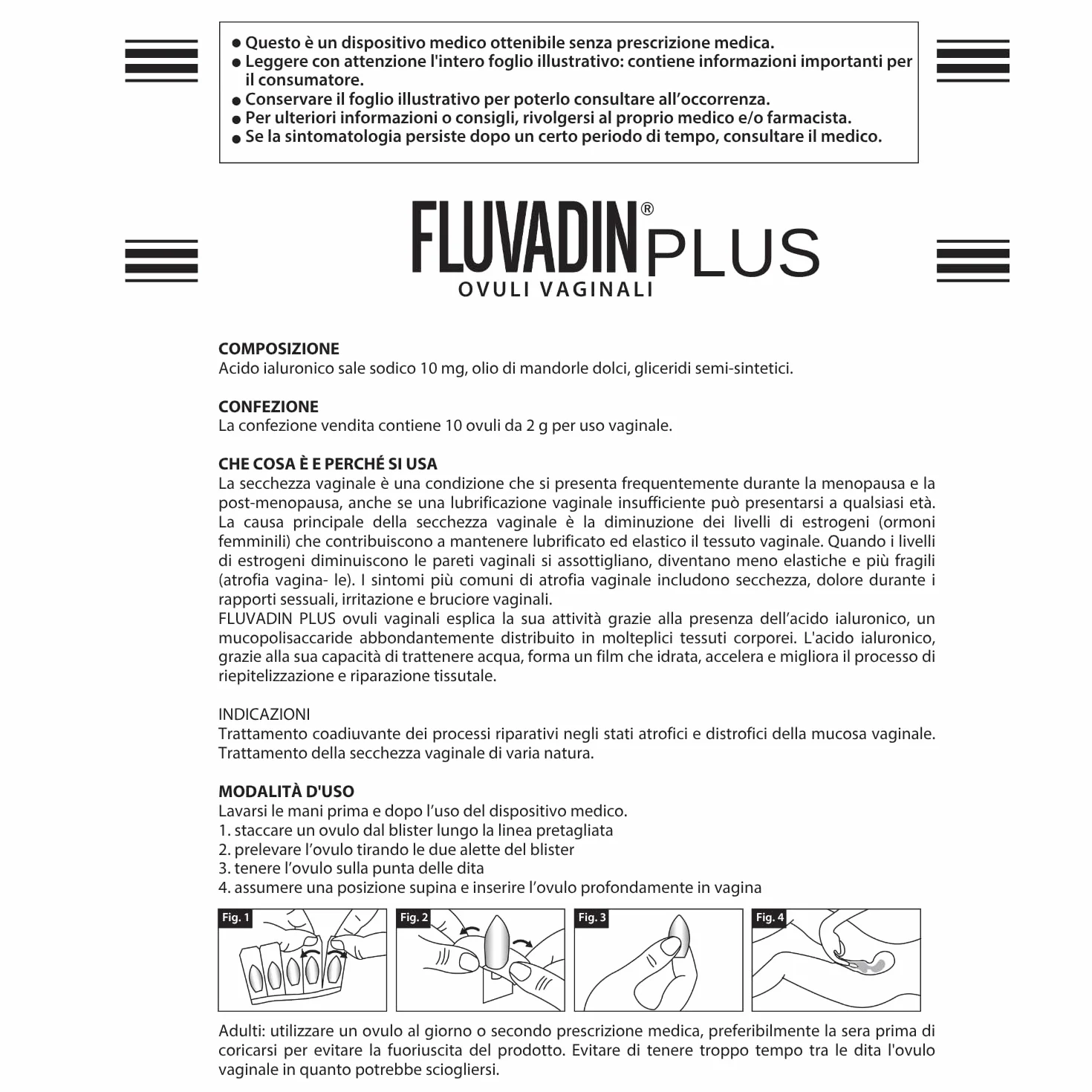 FARMA-DERMA Fluvadin Plus Ovuli Vaginali 10 x 2 g Acido Ialuronico Sale Sodico 10mg Riparazione Mucosa Vaginale