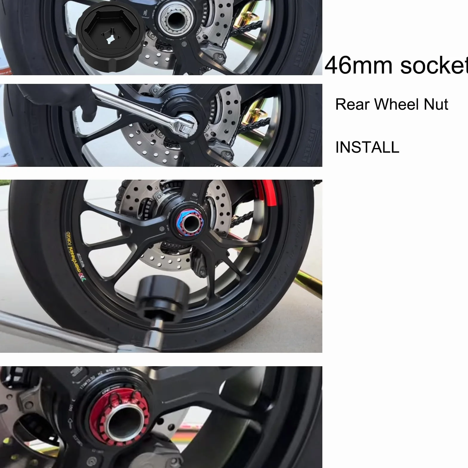 Chiave a bussola 46mm/41mm per ruota Ducati 748 848 916 996 998 Multistrada 1000 1100 Monster S2R S4R S4RS 796 1100 Hypermotard 796 821 939 950 Streetfighter 848