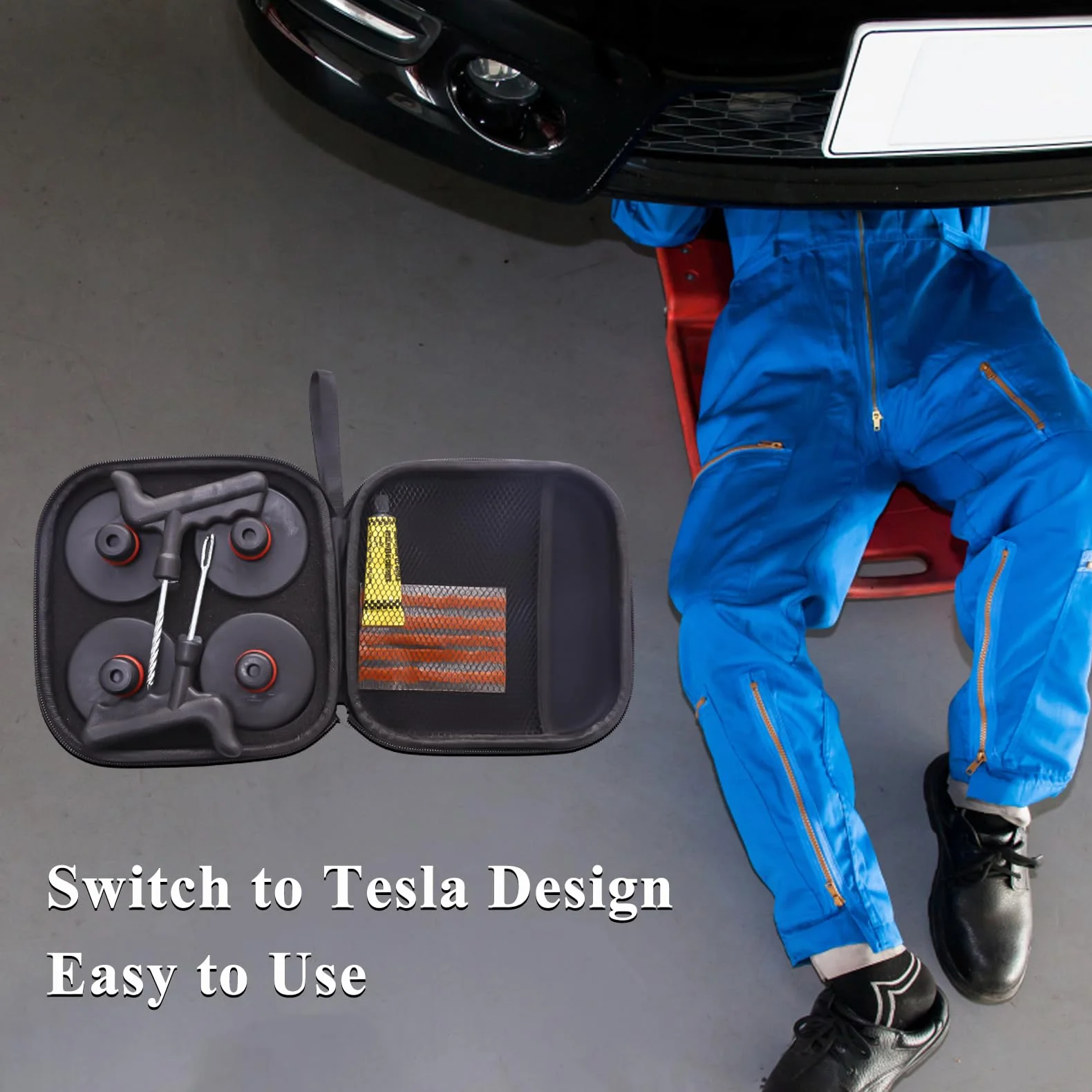 Tesla Model 3 S X Y Jack Pad Gomma Valigetta Stoccaggio 4 Rondelle Accessori
