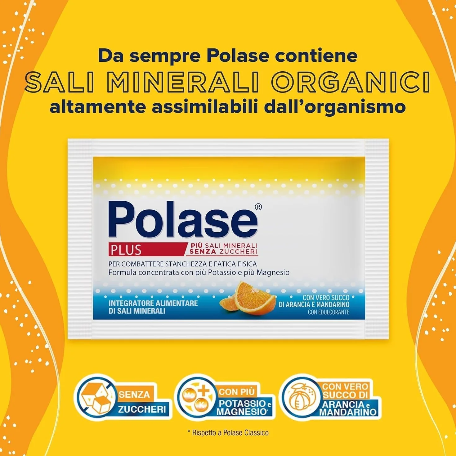 Polase Plus Magnesio Potassio Integratore Sali Minerali Contro Stanchezza Fatica Gusto Arancia Mandarino 36 Bustine