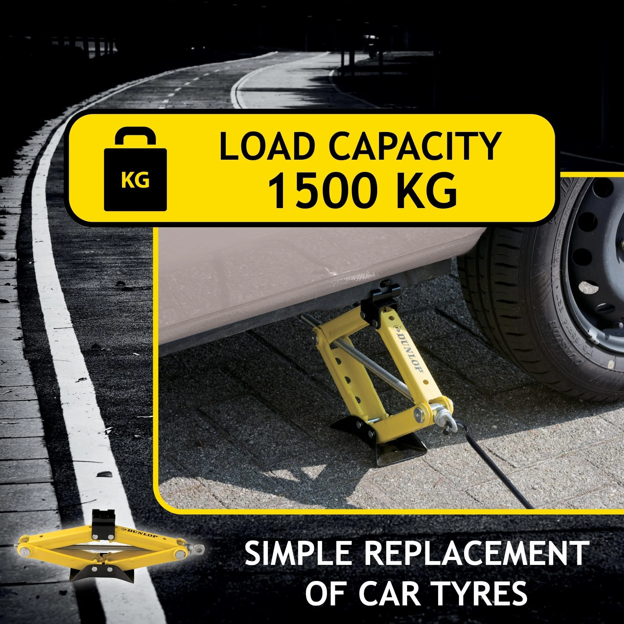 Dunlop Sollevatore per Auto 1,5 Tonnellate 26-38 CM