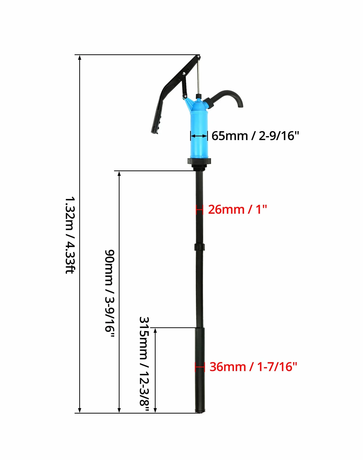 QWORK Pompa a Mano per Olio con Leva e Tubo Retrattile 28,5-89 cm