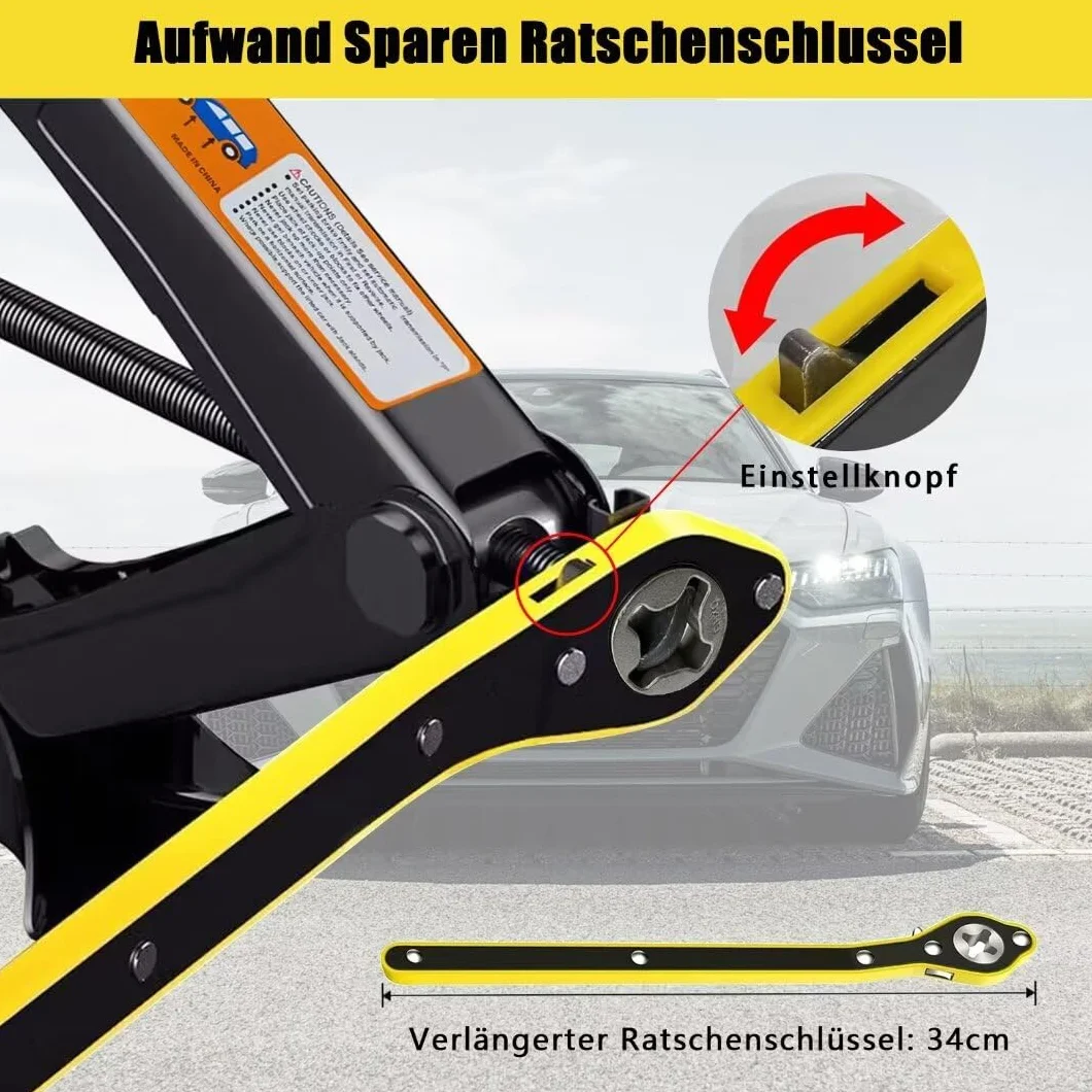 Cric per Auto 1,5 T Professionale con Cricchetto, Altezza Max 346 mm, Capacità 1500 kg per SUV, Camion, Auto