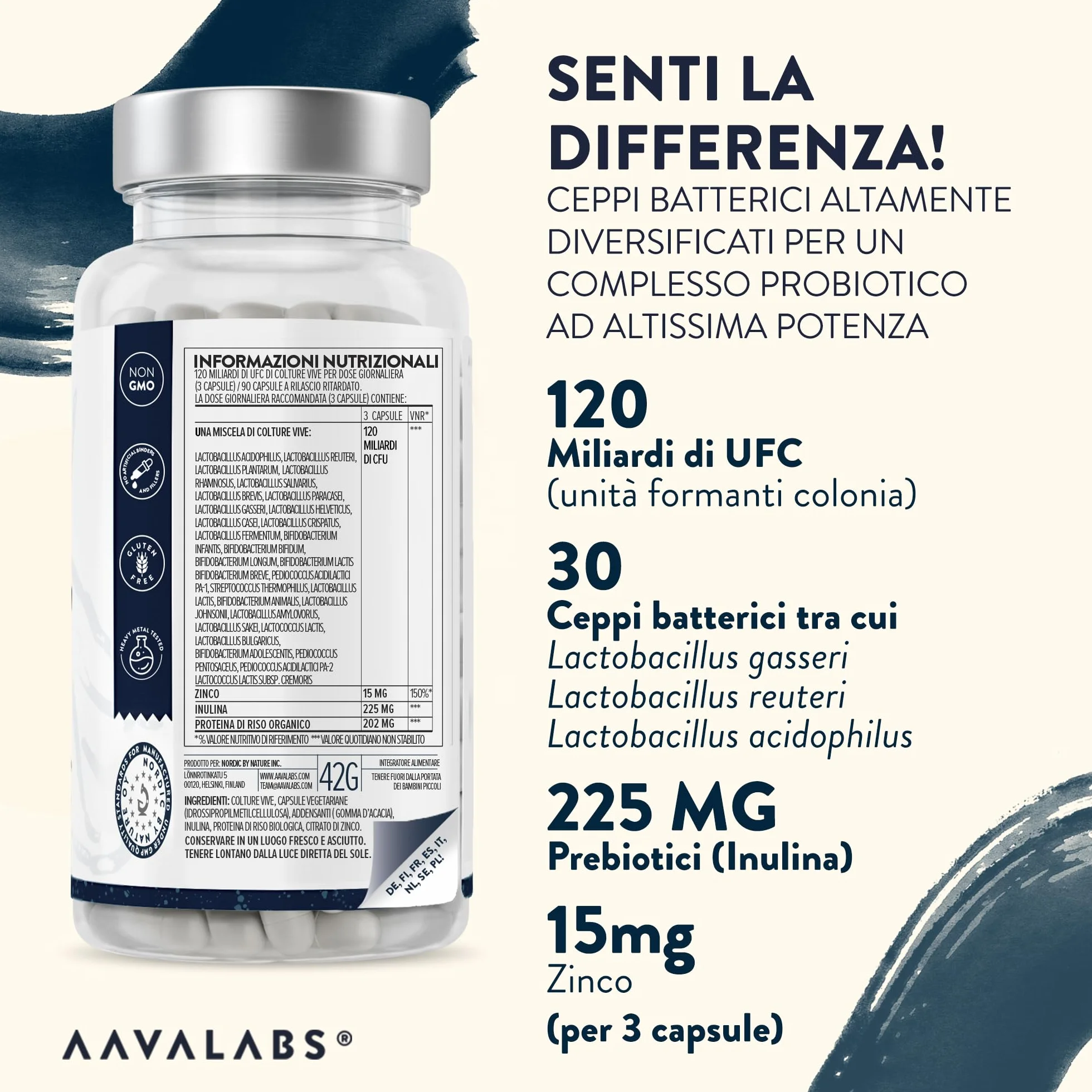 Probiotici 120 Miliardi UFC 30 Ceppi Batterici Lactobacillus Crispatus Acidophilus Gasseri 90 Capsule
