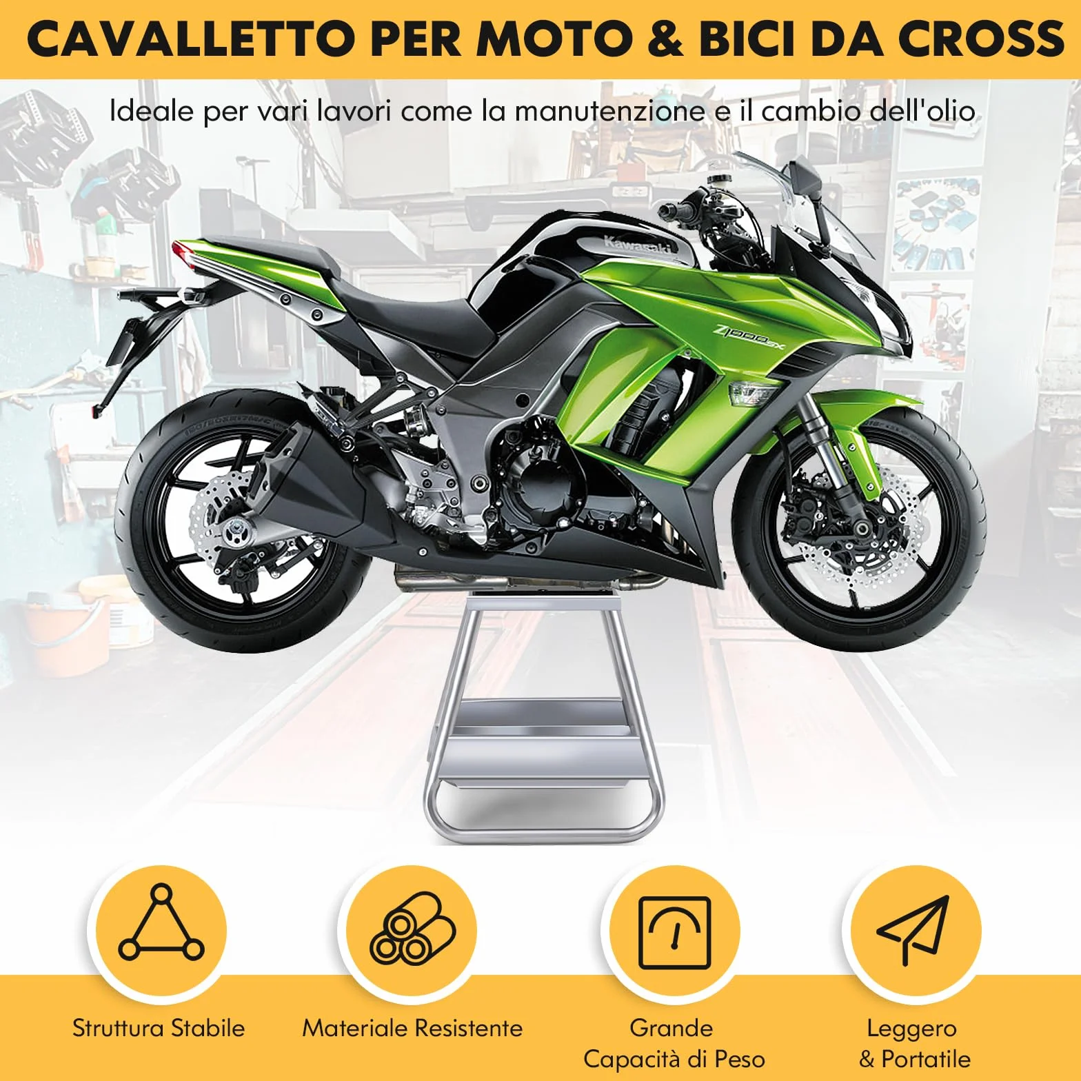 COSTWAY Cavalletto Sollevatore per Moto da Cross, Supporto Moto Fuoristrada in Metallo, Portata 450 kg