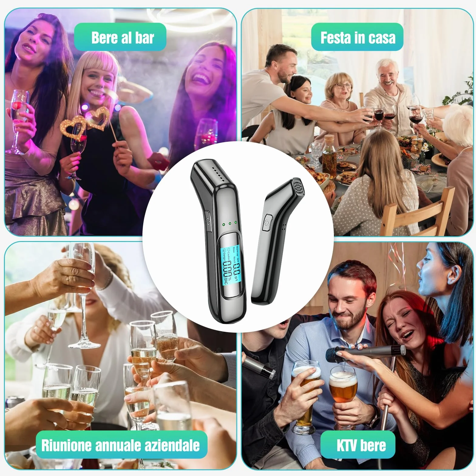 Etilometro Portatile Certificato Alcol Test LED Alta Definizione Chip Alta Sensibilità