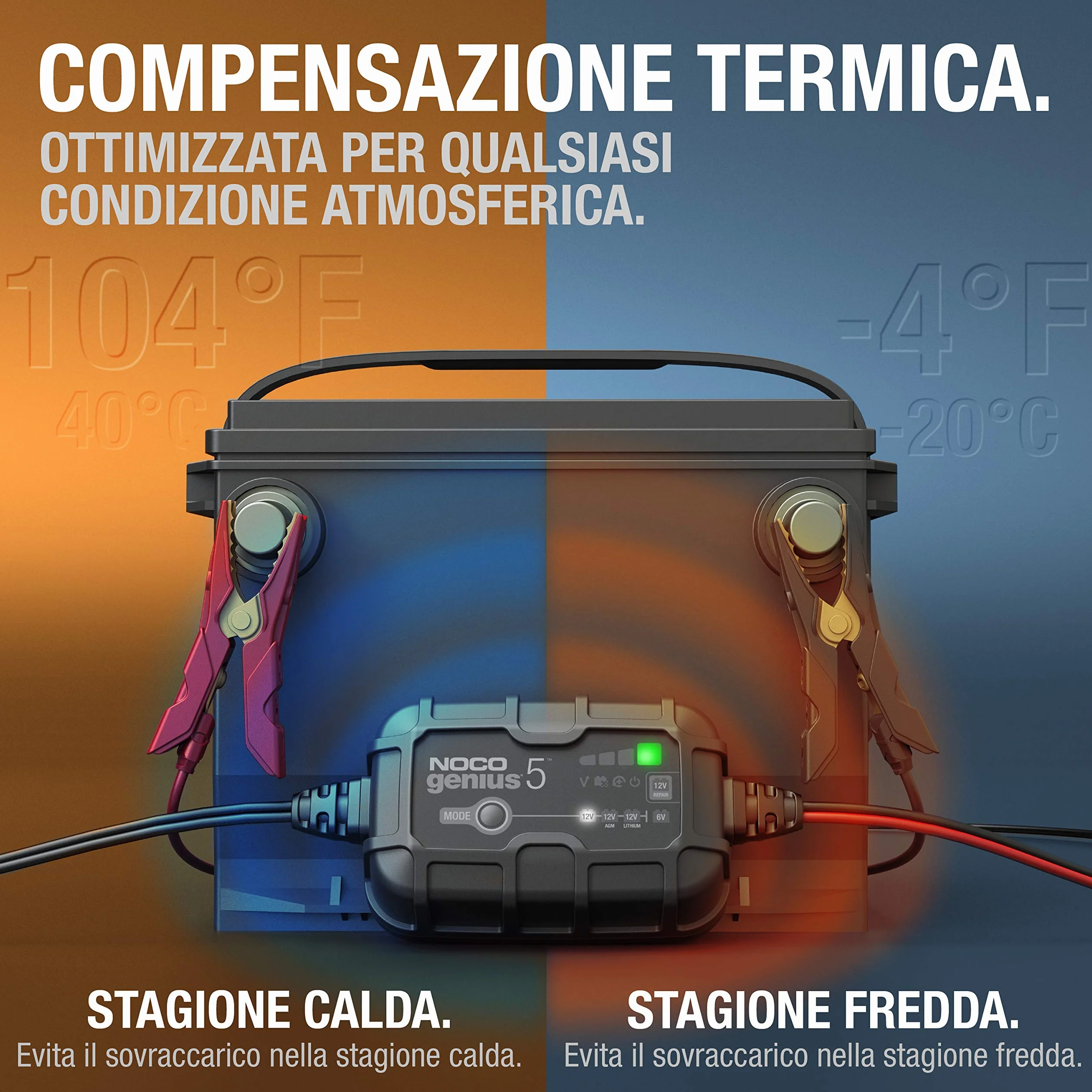 NOCO GENIUS5 Caricabatterie Intelligente 5A 6V/12V Mantenitore di Carica Desolfatatore