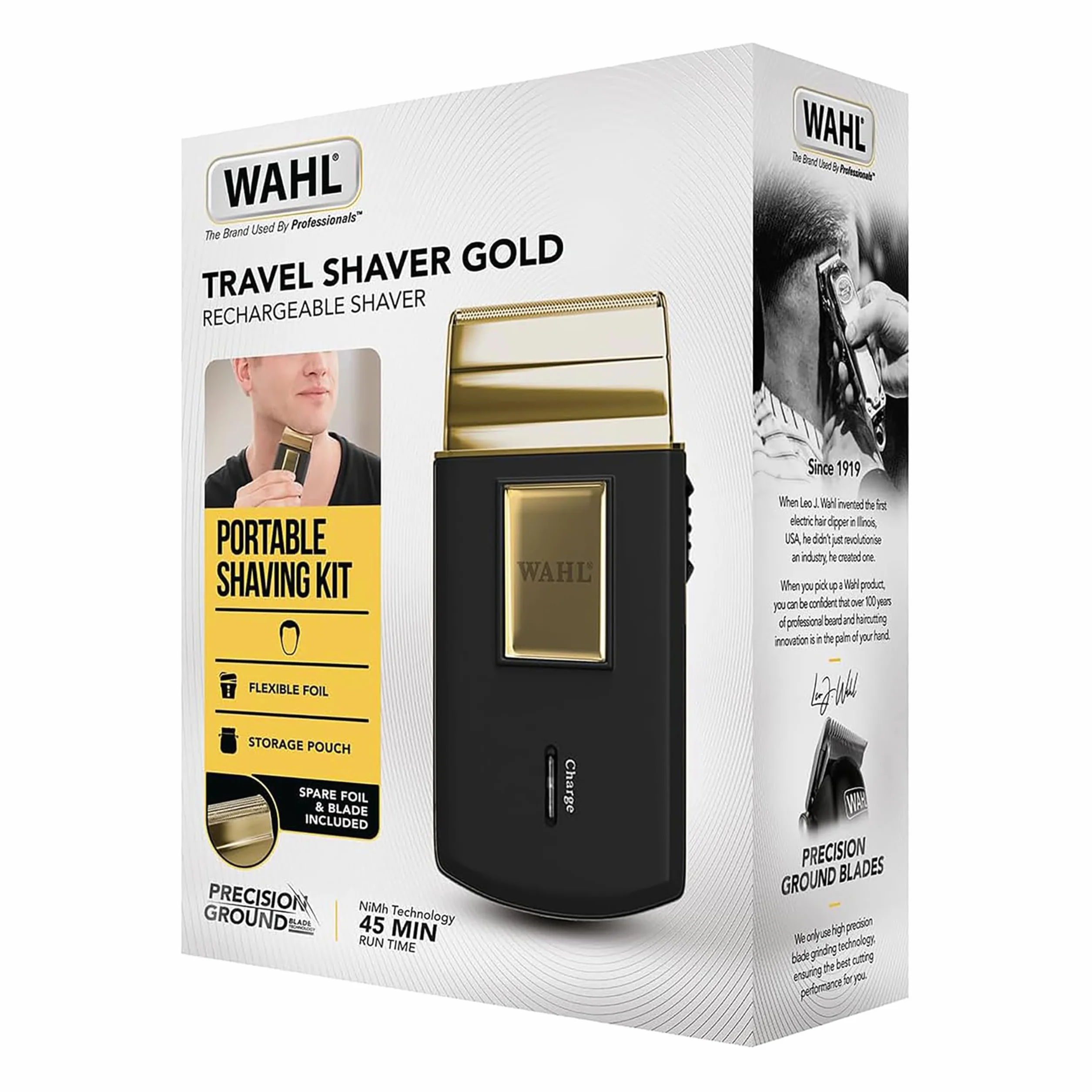 Wahl Travel Shaver Gold Edition Rasoio Elettrico Cordless Ricaricabile per Uomo