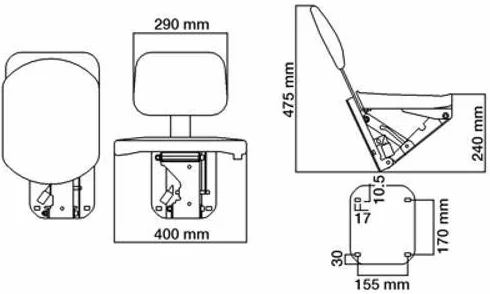 Sedile passeggero per John Deere Ref. Numero pezzi: AL114321, AL159655, AL173569
