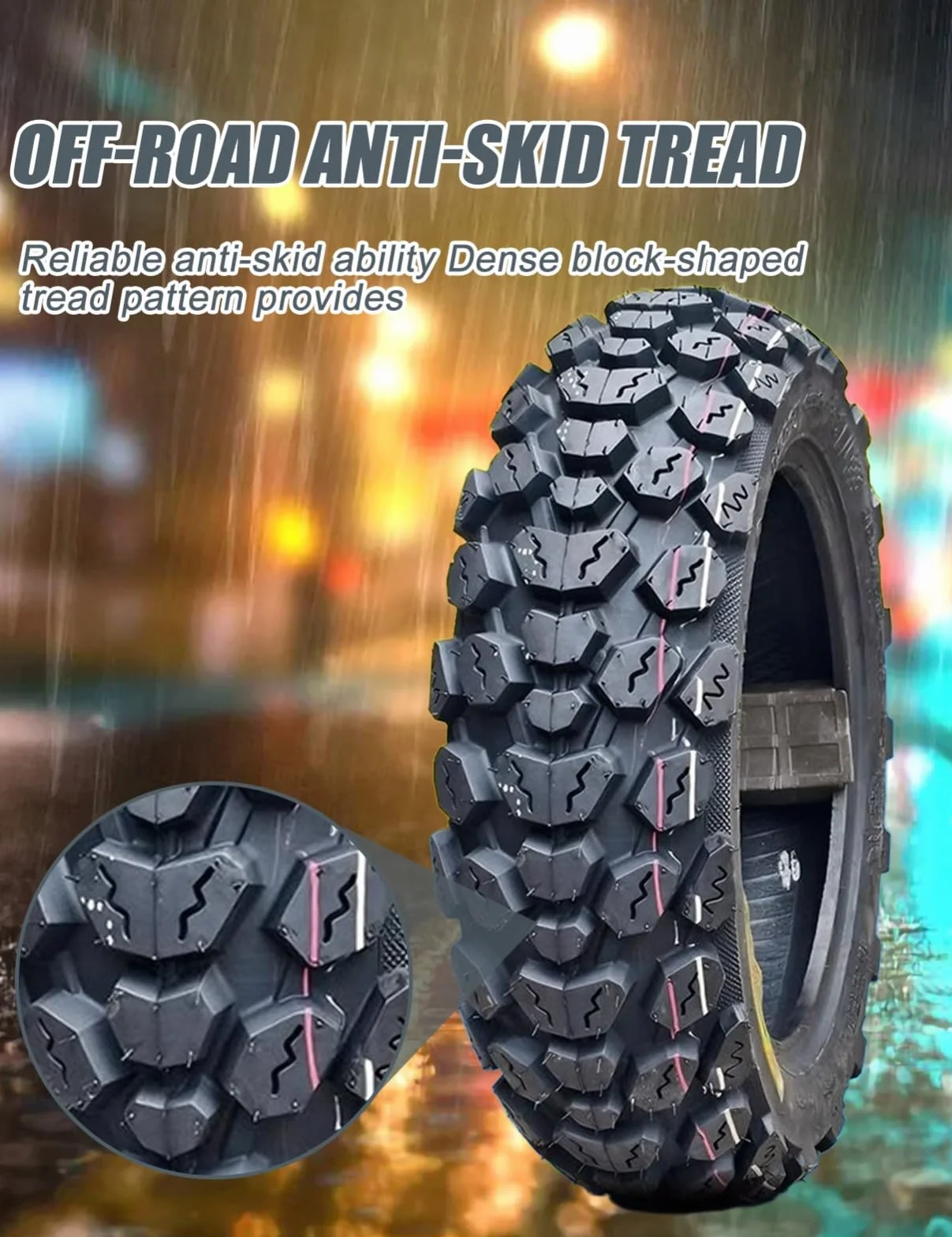Pneumatico Tubeless per scooter/ciclomotore 130/70-12, cerchio da 12 pollici, 130/70/12 pneumatico resistente all'usura, usato fuoristrada, 6 P.R., 280 kPa, carico massimo 250 kg, 62 J