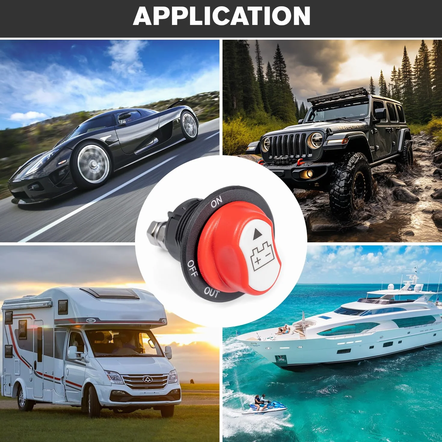 Stacca Batteria 12V 24V Stacca Batteria per Auto Staccabatteria 100A Interruttore di Alimentazione Principale Sezionatore Batteria Master per Camper Yacht Barca Camion Autobus Moto