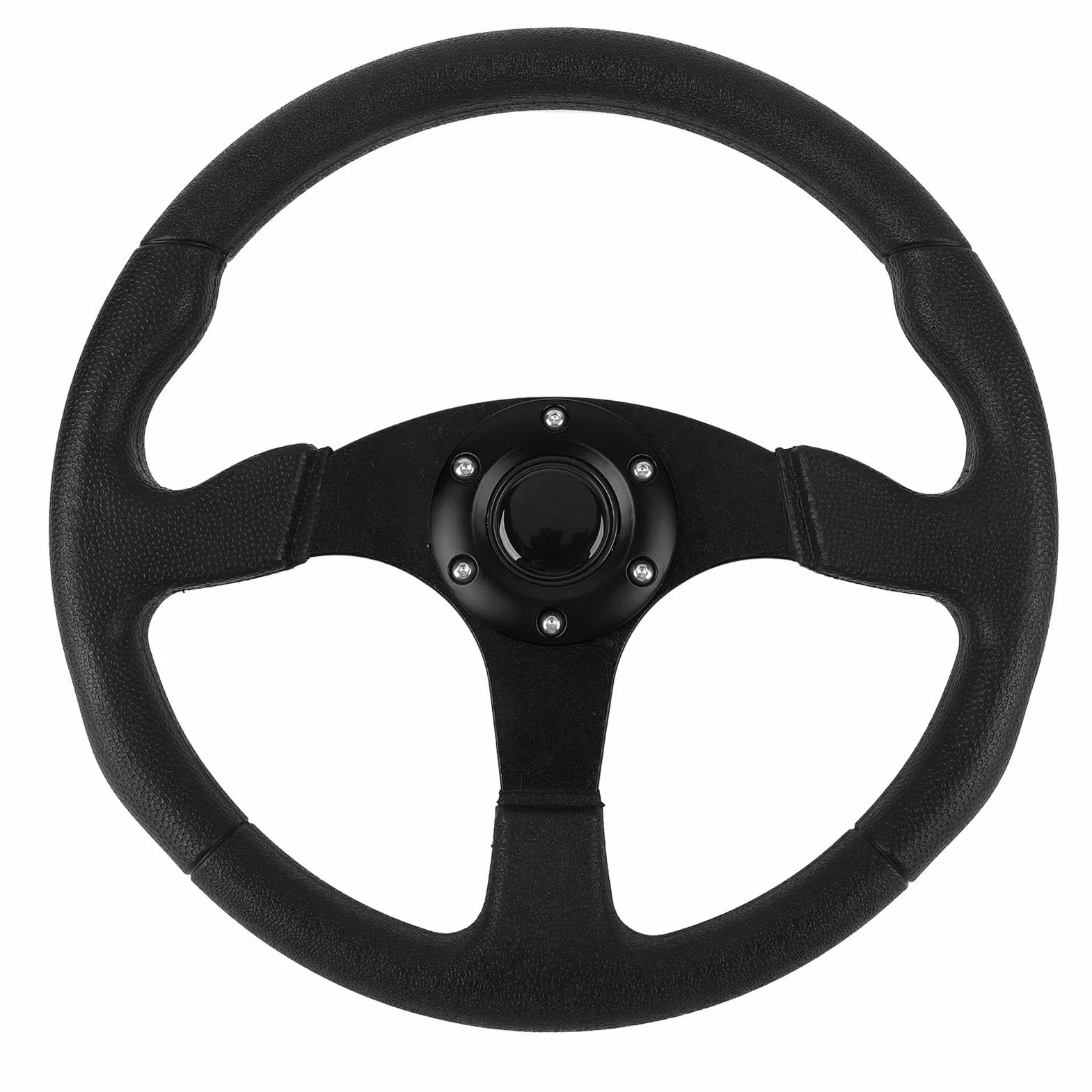 KIMISS Volante 14 Pollici Universale in Pelle PU con Telaio in Alluminio, Design Sportivo per Modifiche Auto, Impugnatura Confortevole e Resistente, Adattatore per a 6 fori. (BLACK)
