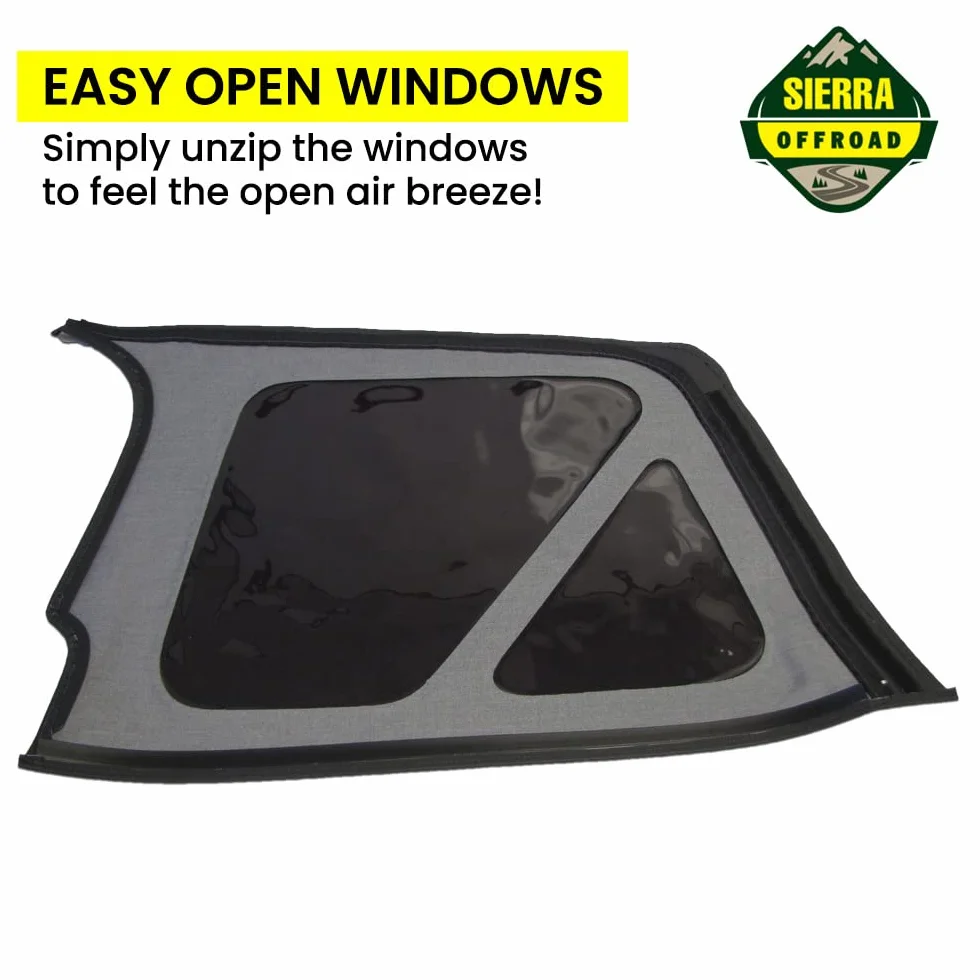 Sierra Offroad Soft Top for 1997-2006 Jeep Wrangler TJ Black Sailcloth Vinyl 2 Door with Rear Tinted Windows Factory Fit Replacement