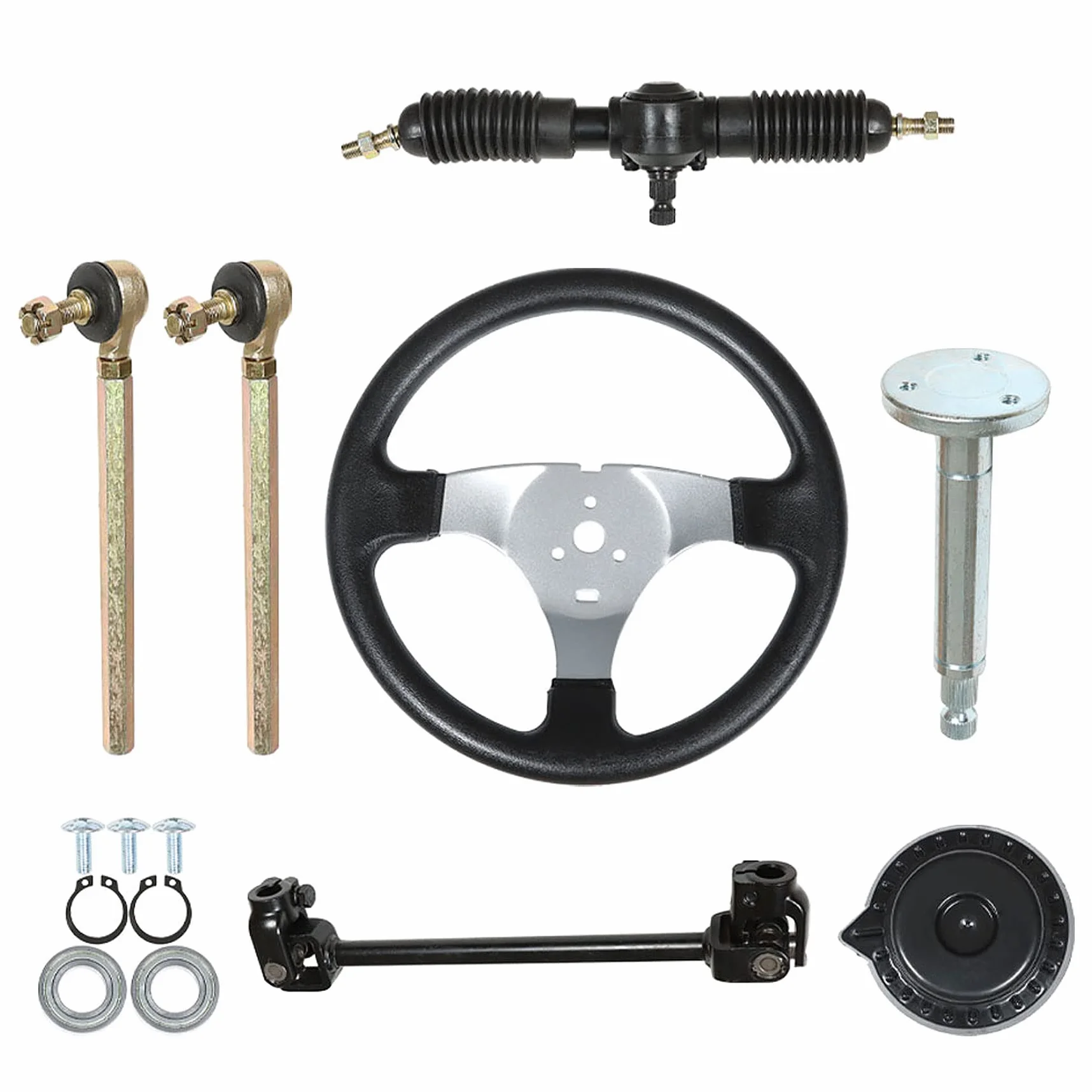 Kit volante in acciaio cremagliera ingranaggi pignone albero regolabile sostituzione per Go Kart 110cc