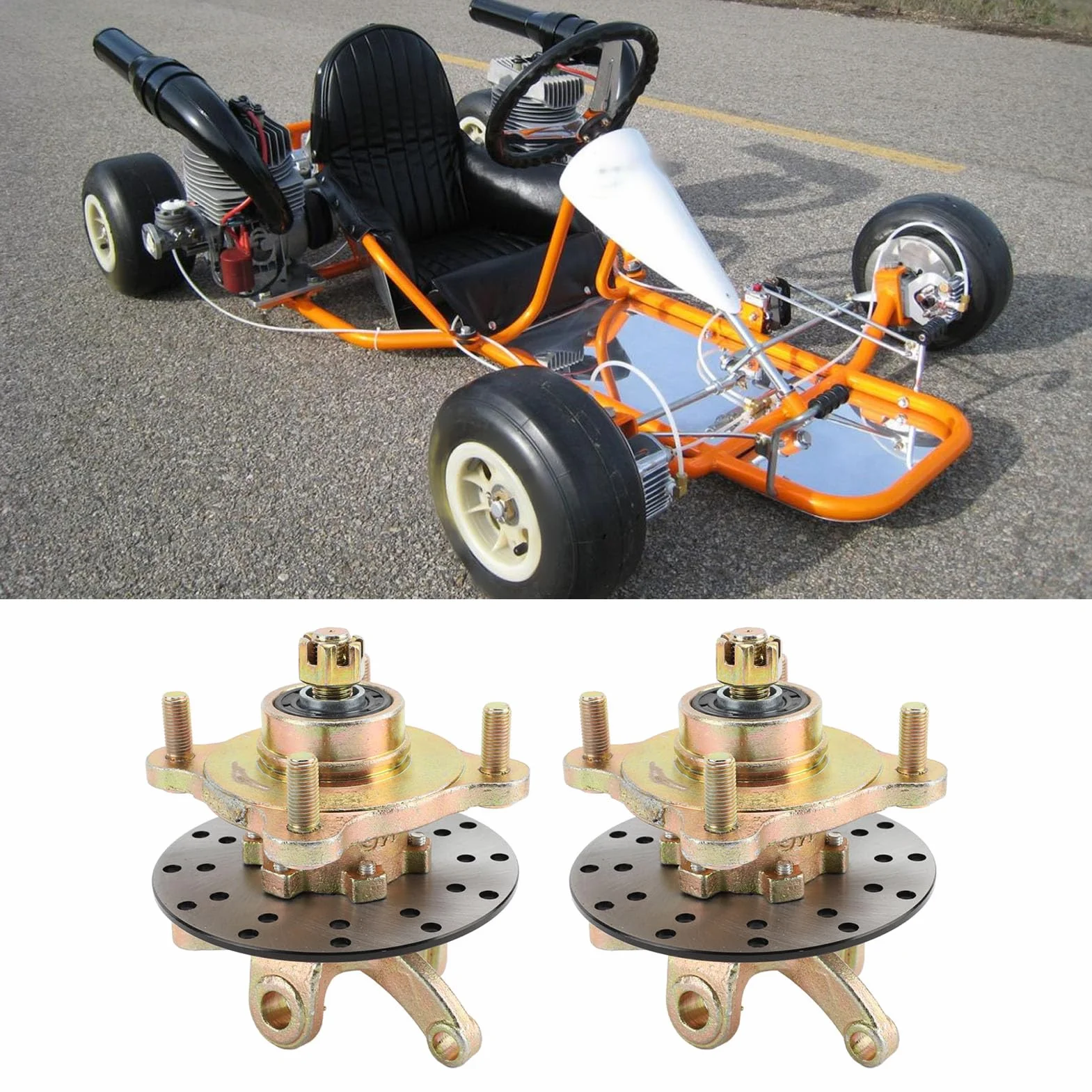 Mandrini Dell'articolazione dello Sterzo, Flangia del Mozzo Dell'asse della Ruota Mandrini dello Sterzo Mozzi delle Ruote Disco Freno per Carrello da Go Kart Quad ATV UTV