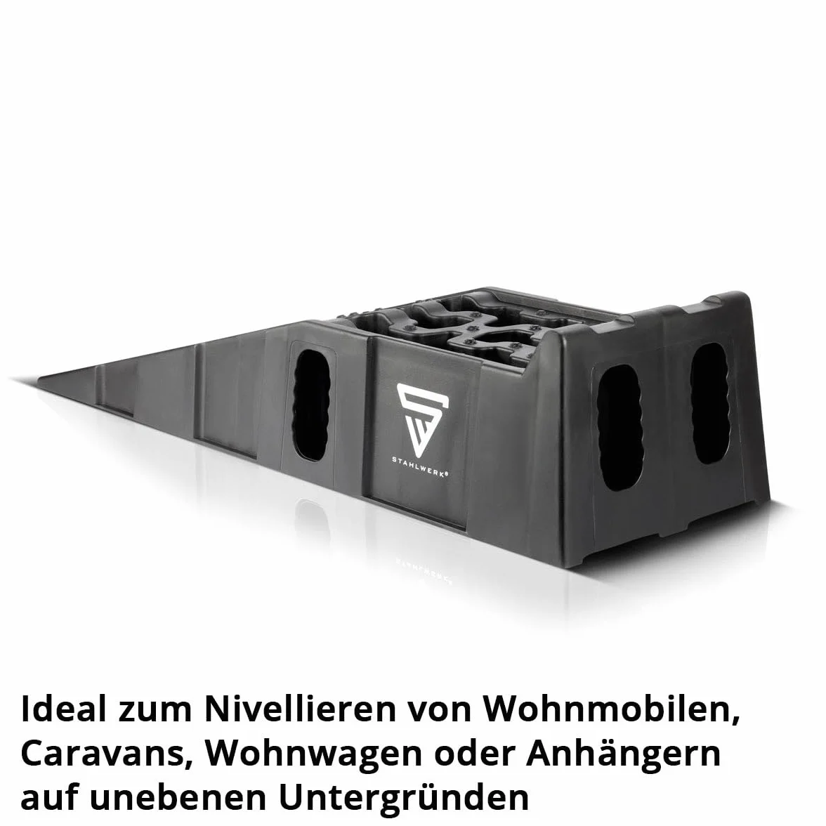 STAHLWERK Set di 2 cunei per gradini GT-15 ST con portata di 6 t, 905 x 330 x 215 mm, cuneo di carico | Rampa di carico | cuneo di bilanciamento per camper, caravan, roulotte o rimorchi
