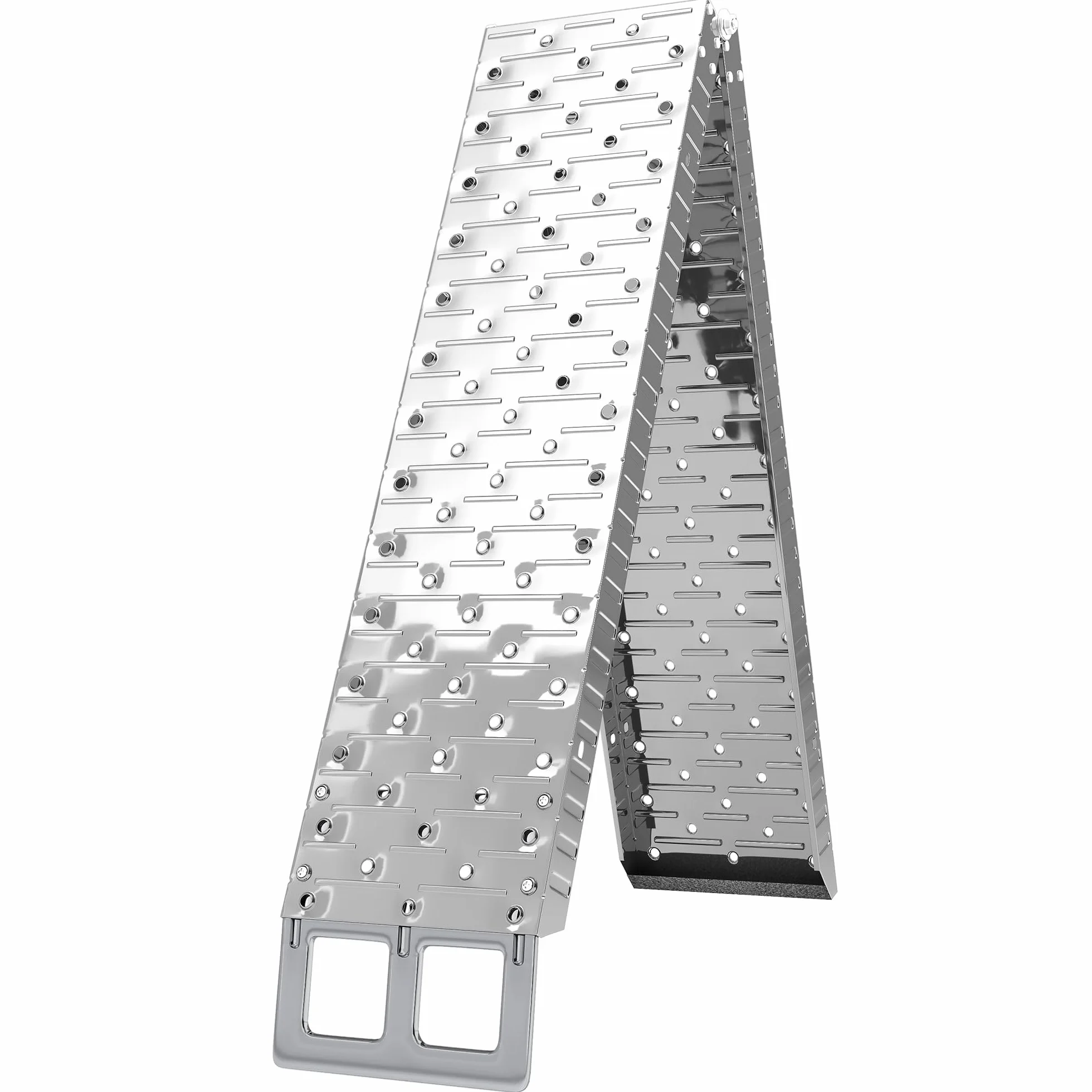 HOMCOM Rampa di Carico Pieghevole in Acciaio con Carico Massimo 230 kg, Rampa per Moto Antiscivolo Salvaspazio per Ruote Larghe 22 cm, per Motociclette e Bici, 190x22x8 cm, Argento