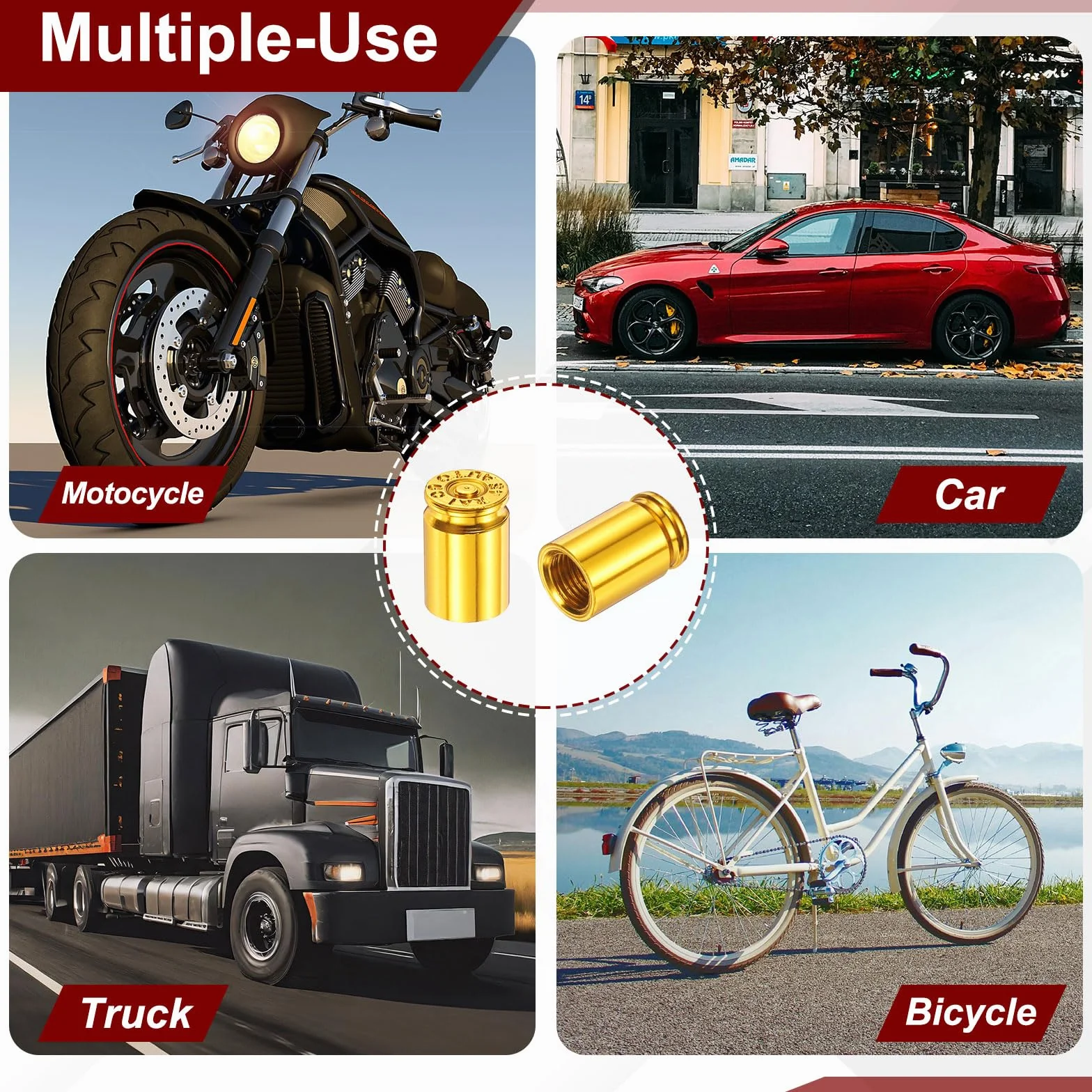 PATIKIL Tappi Gomme Auto 8Pz Tappo Valvola Pneumatici Universali in Lega di Alluminio per Auto SUV Camion Moto Biciclette Oro
