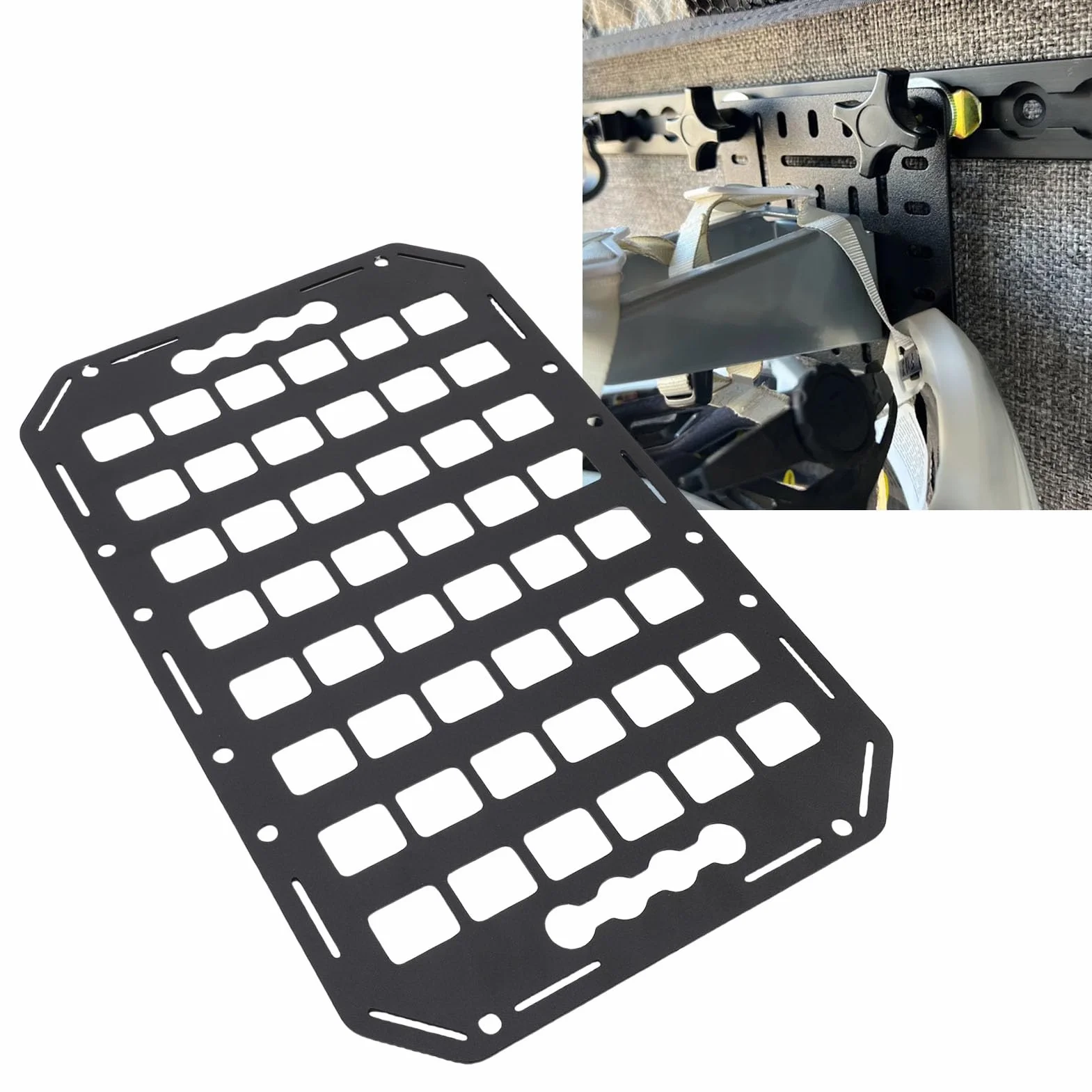 Fockety Pannello Molente a Letto Laterale, 432x273x2mm Aluminium L Traccia Pannello MOLLE Pannello Truck Pannello MOLLE MOLLE Pannello per Berlina SUV Pickup Van RV