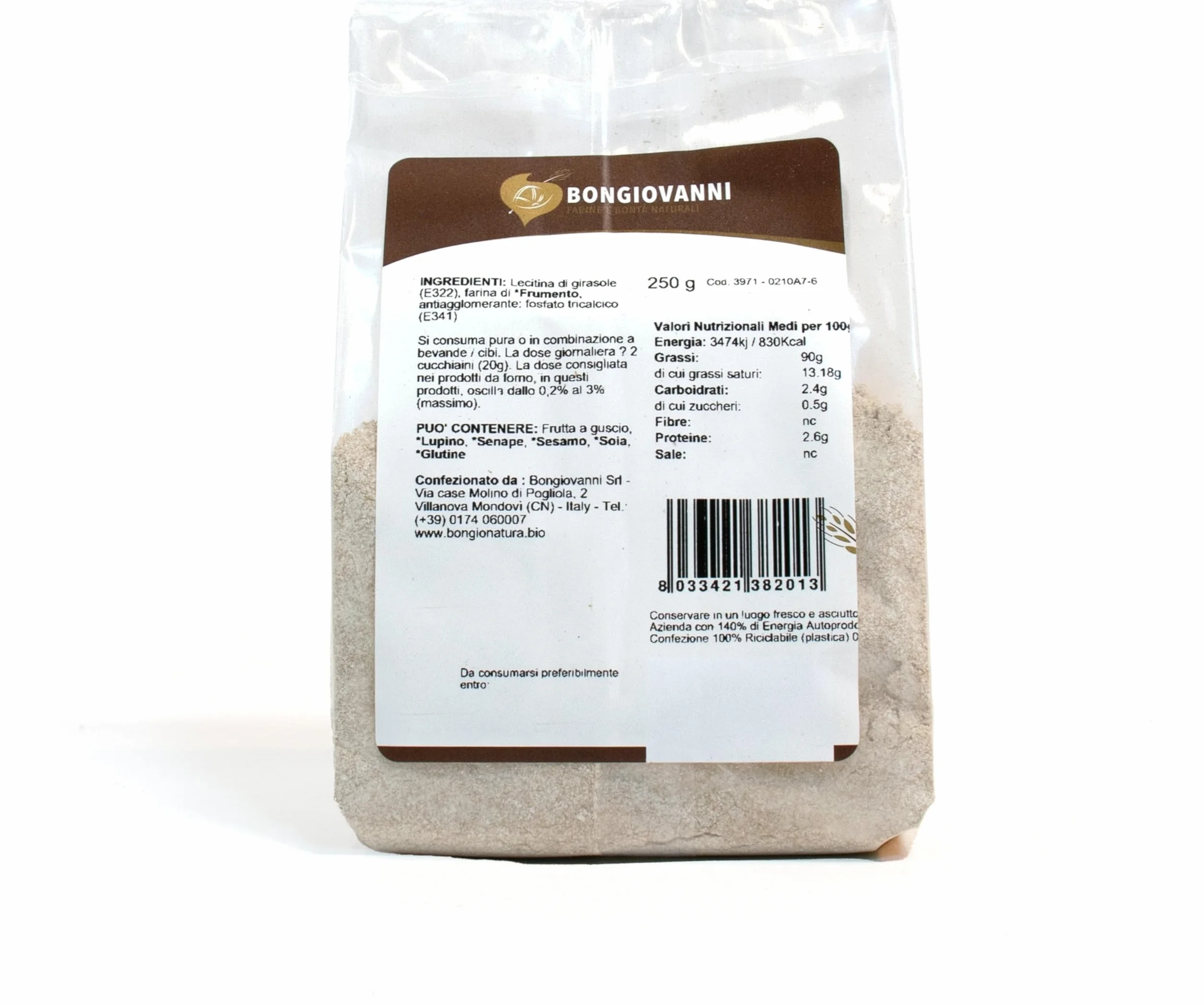 BONGIOVANNI FARINE E BONTA' NATURALI Lecitina di Girasole in polvere 250g