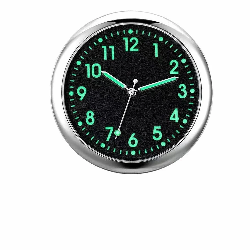 generico Orologio da Cruscotto Auto Analogico Quarzo da 4cm, Quadrante Luminoso al Buio con Disco Adesivo o Clip, per Auto, Moto, Camion