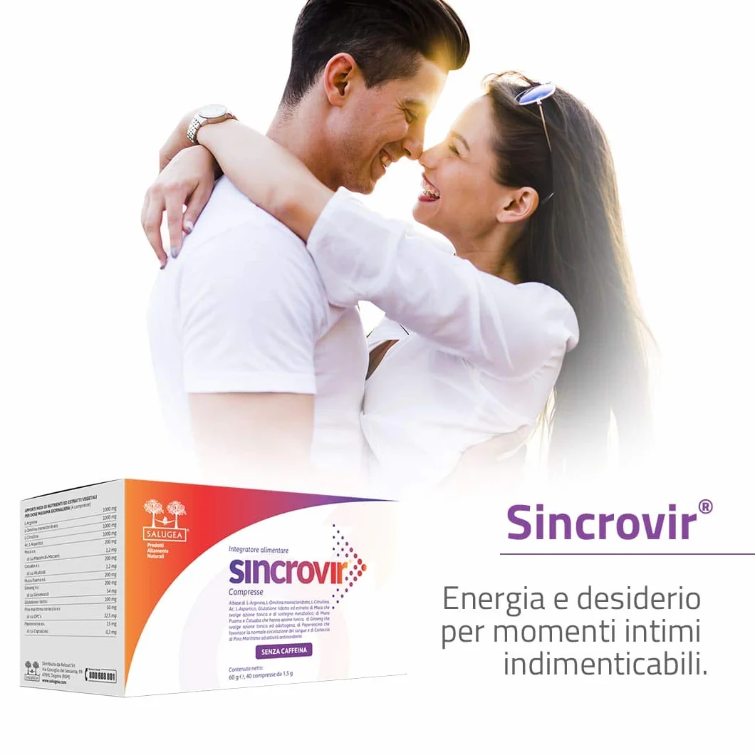 SINCROVIR Salugea Integratore sessuale uomo per erezione, libido, performance, 40 compresse