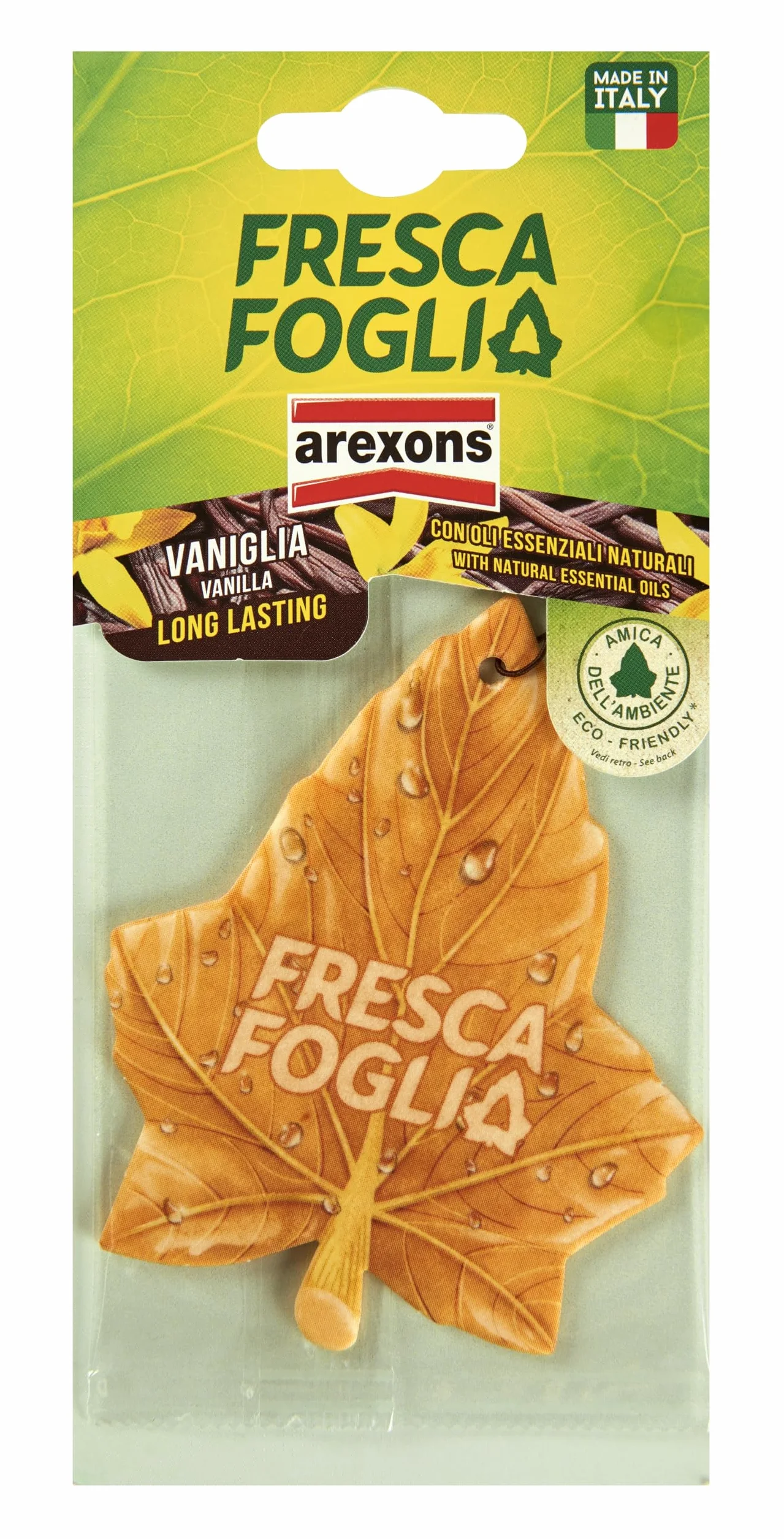AREXONS 1631 Fresca foglia Classic Vaniglia Profumatore Auto Cartonfeltro con Regolazione