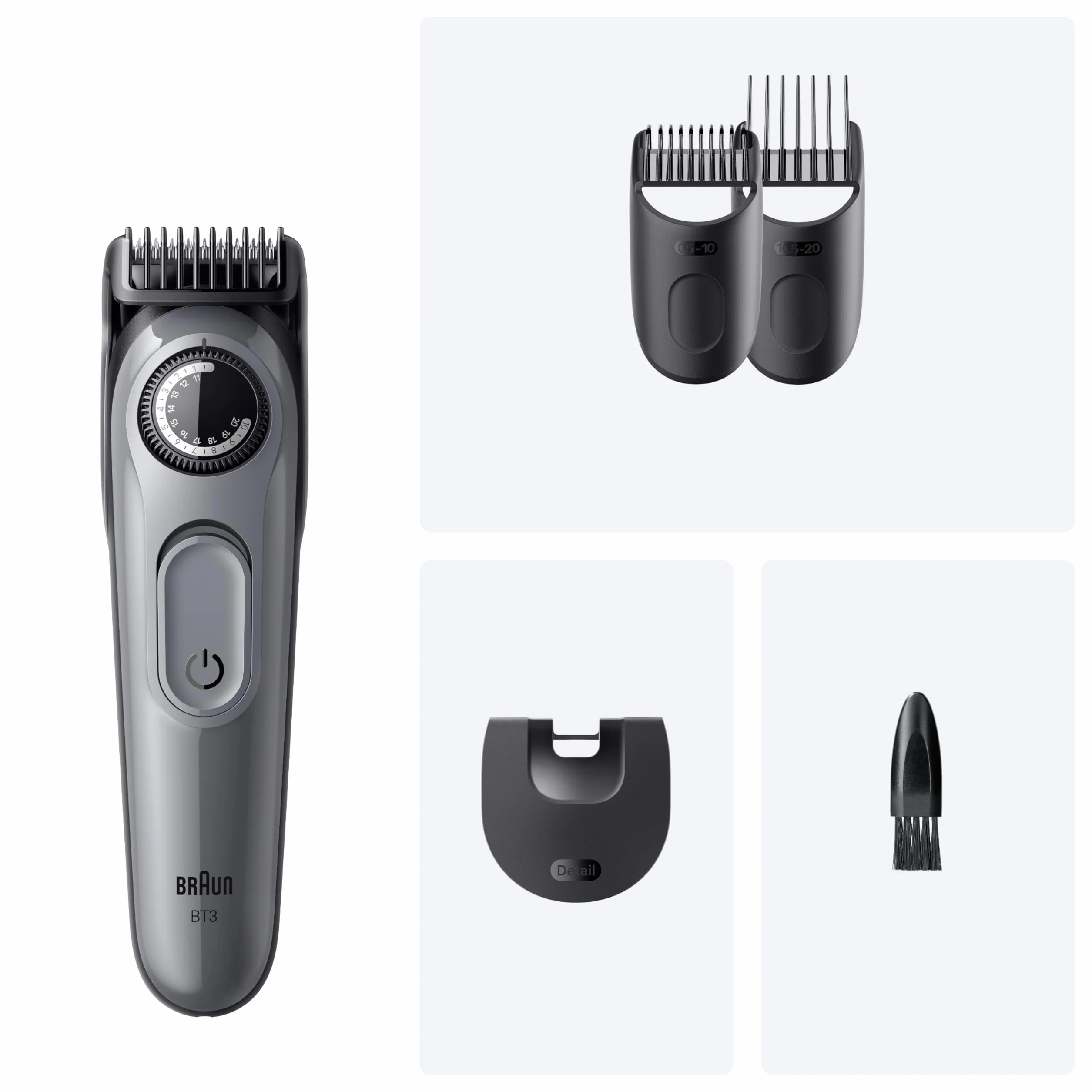 Braun Series 3 Regolabarba Uomo BT3525, 50 Min Utilizzo, 40 Lunghezze, Lama Ultra Affilata, Grigio