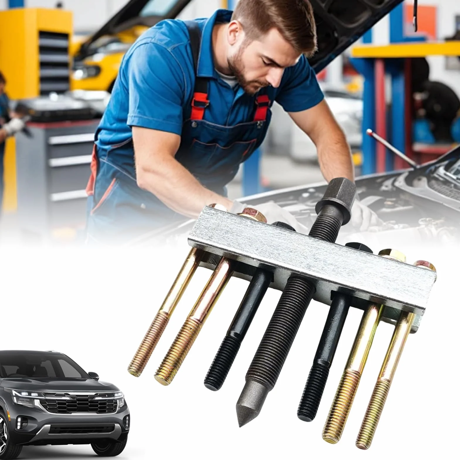 Generisch Set di estrattori | Strumento di smontaggio antiscivolo altamente resistente, pulegge estrattore – per camion SUV berlina veicolo auto aria condizionata pompa acqua cambio freno cuscinetto