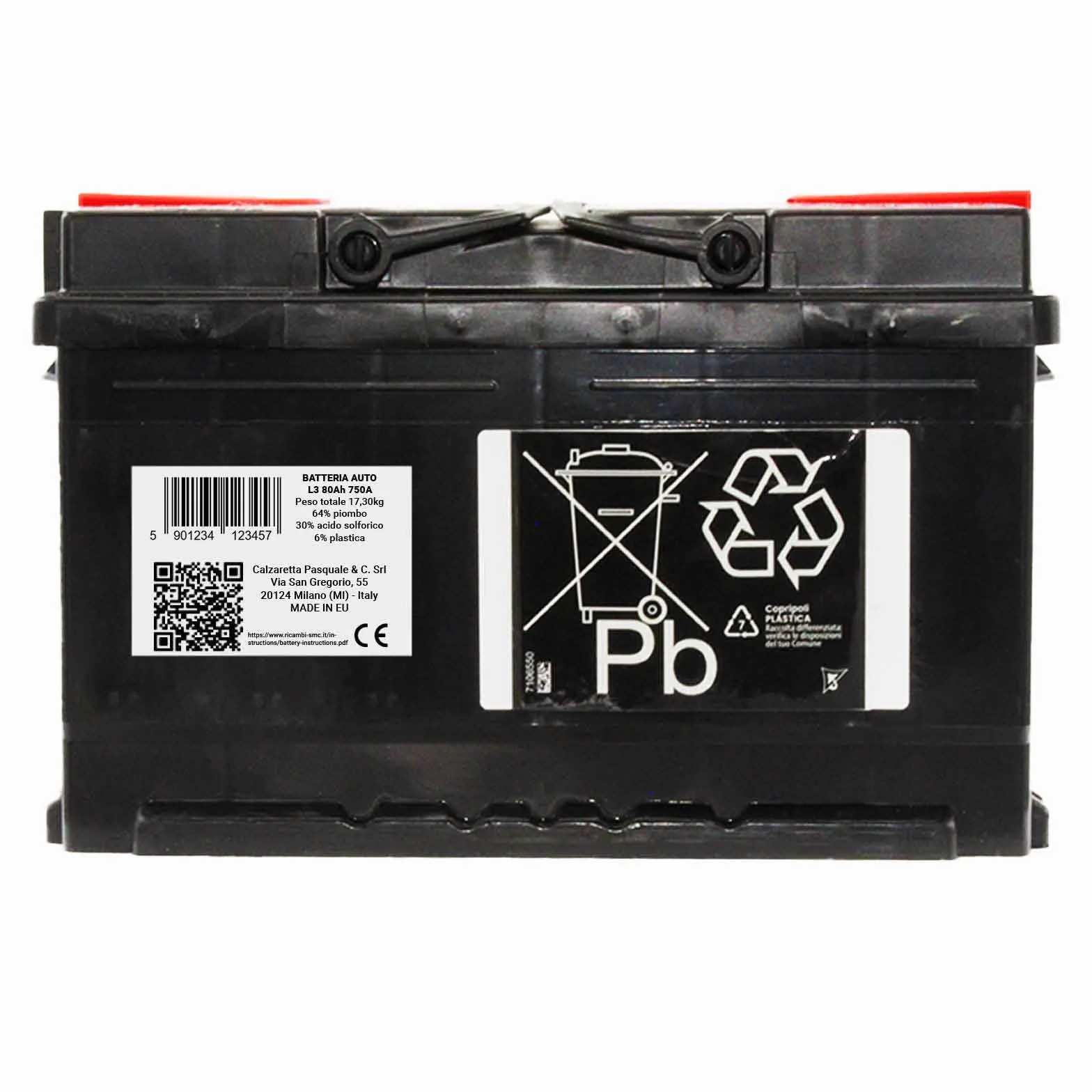SPEED MAX BATTERIA AUTO L3 80Ah 750A EN 12V POLO POSITIVO DESTRA EQUIVALENTE 74Ah 75Ah DIMENSIONI 278 x 175 x 190 mm PRONTA ALL'USO