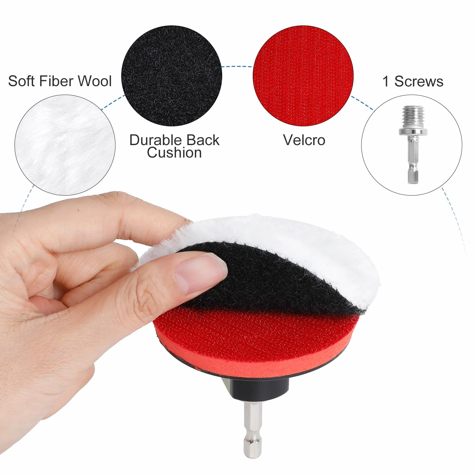 AiQInu 7 Pezzi Kit Lucidatura Auto,80 mm Tamponi Per Lucidatura,Tamponi Lucidatura Auto, Kit Lucidatura Auto Per Lucidatura E Ceratura Di Auto, Con Adattatore Per Trapano M14