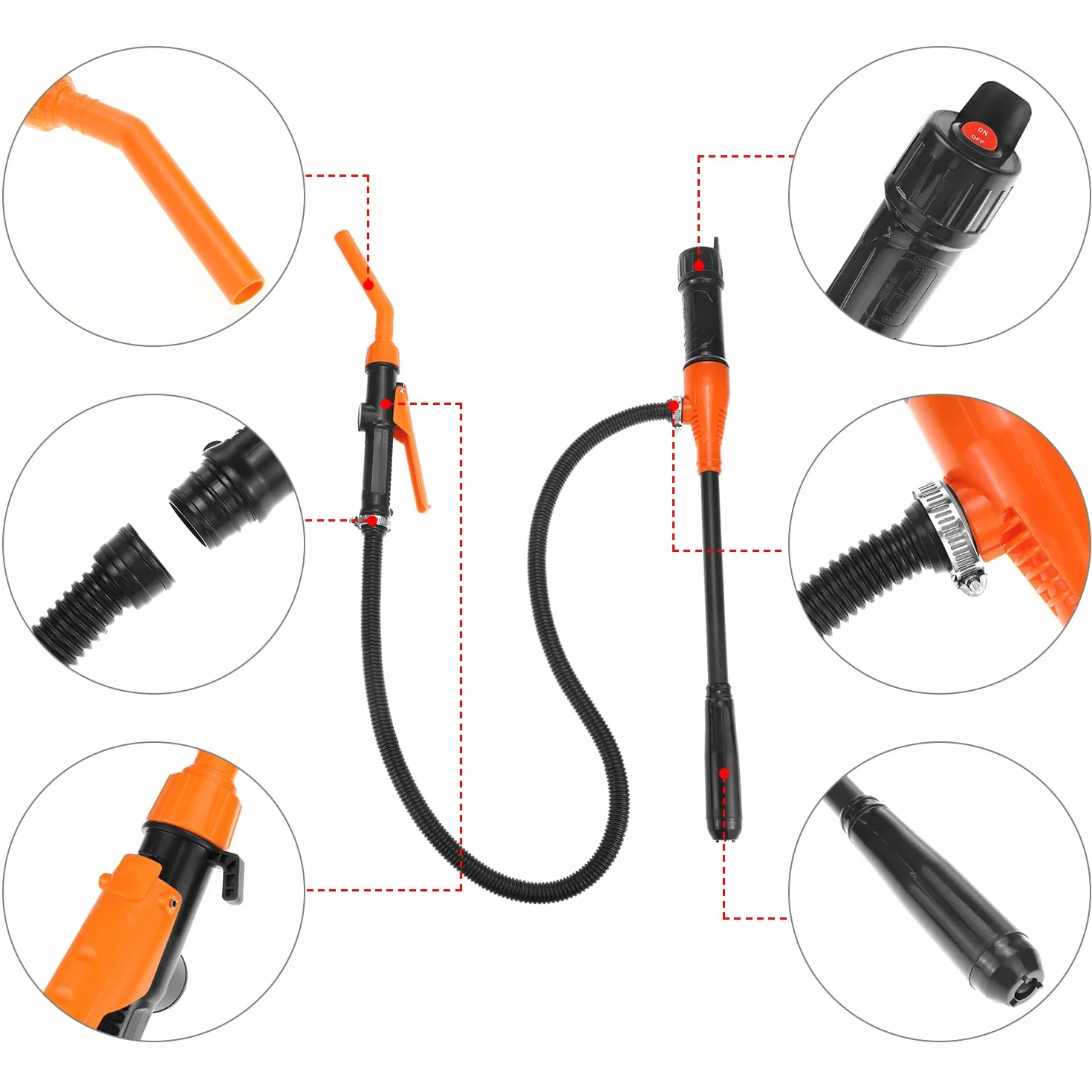QWORK® Pompa di Carburante, Pompe di trasferimento Portatili con ugello a Fermo rapido e Controllo del Flusso, per Olio, Diesel, Benzina