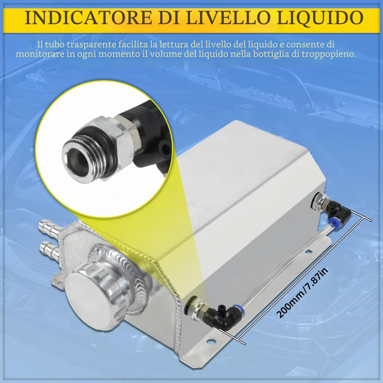 Serbatoio universale Coolant Overflow 2L Expansion Catch Can in alluminio lucidato
