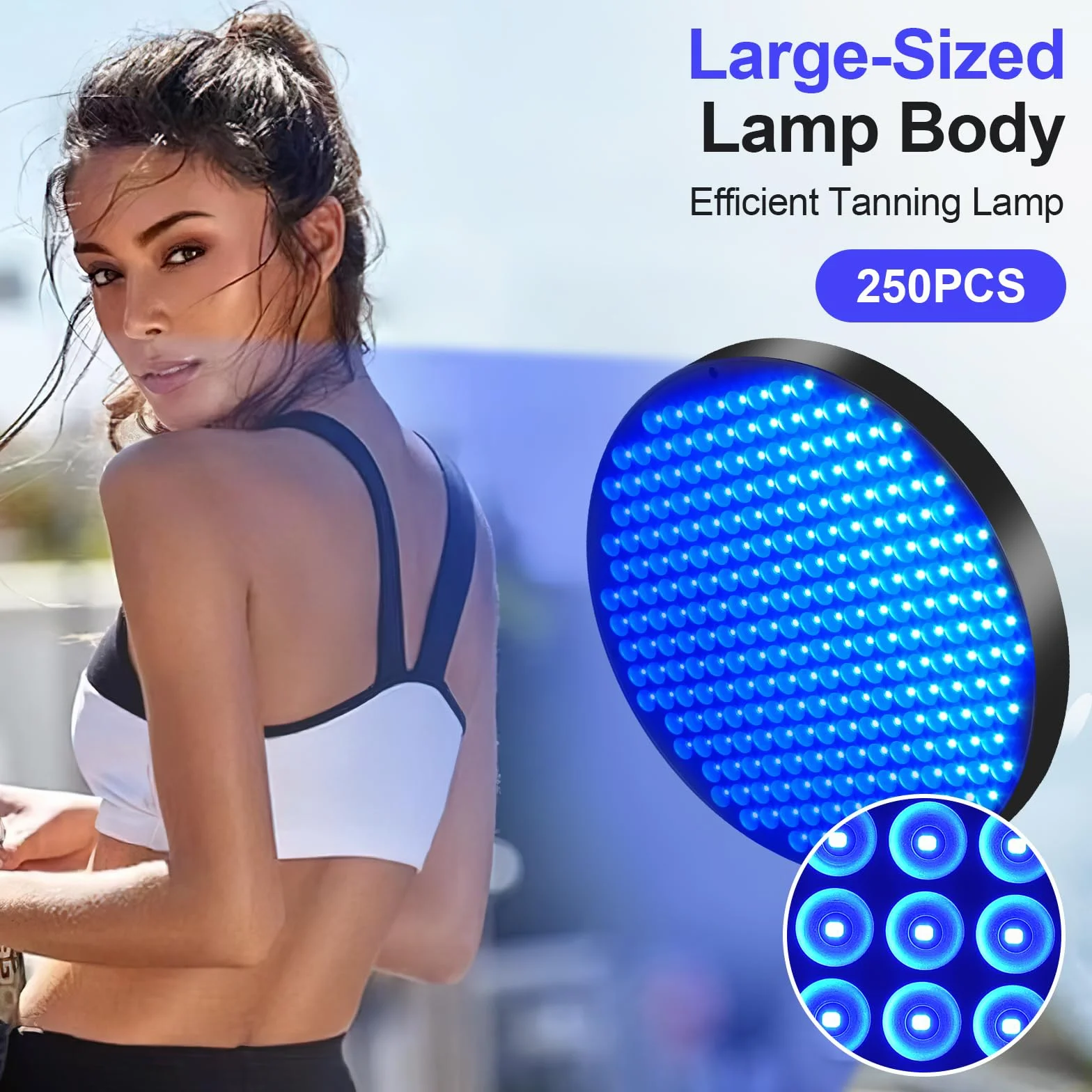 Lampada Abbronzante Viso 50W Solarium 250 LEDs Temporizzato con Occhiali
