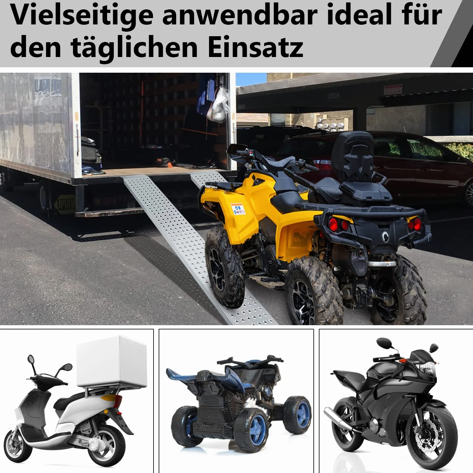 Sonnewelt Rampa di Carico x2 400 kg per Rimorchio, Moto e Auto - Guida Antiscivolo Zincata, 2 Pezzi, 160 cm