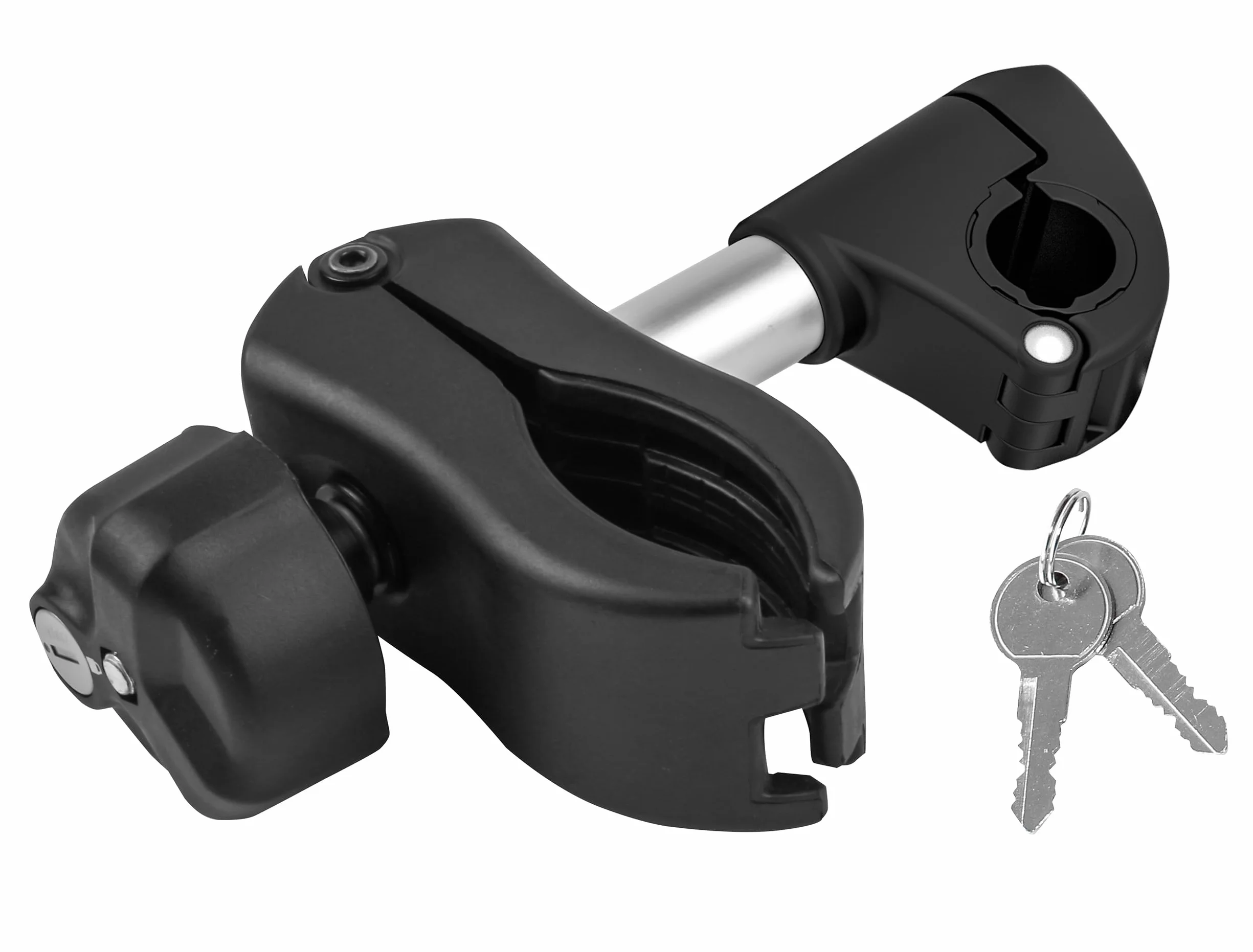 EUFAB 11629 - Supporto per telaio rimovibile, corto, Ø 25 + 30 mm, nero/argento