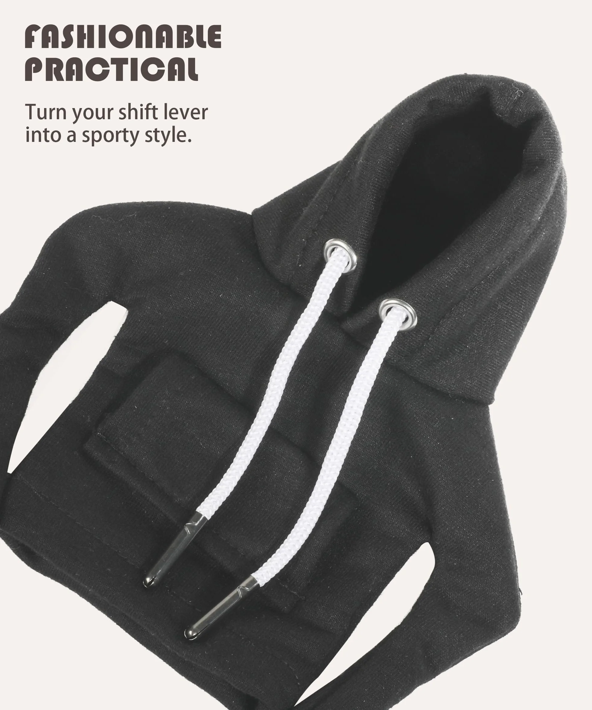 Flaconi Copri Pomello Cambio Auto,Decorazione Interna Divertente,Felpa Con Cappuccio Pomello del Cambio,Accessori per Interni Autos,Adatto alla Maggior Parte delle Auto,Camion,SUV,Camper(Nero)