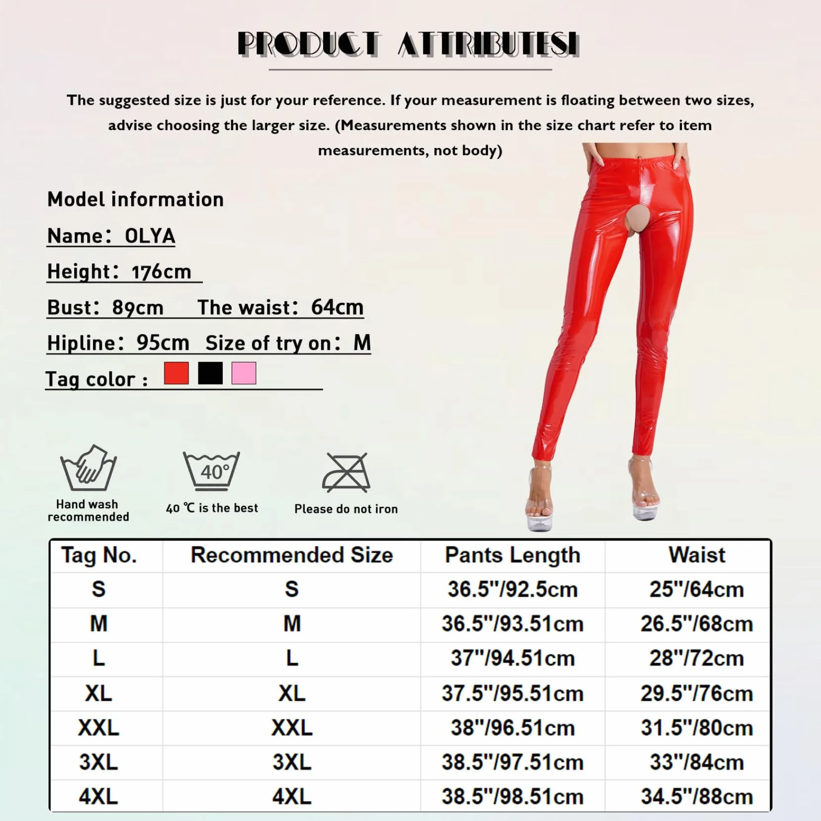 Pantaloni sexy da donna in pelle a vita alta skinny slim con cavallo aperto per feste clubwear