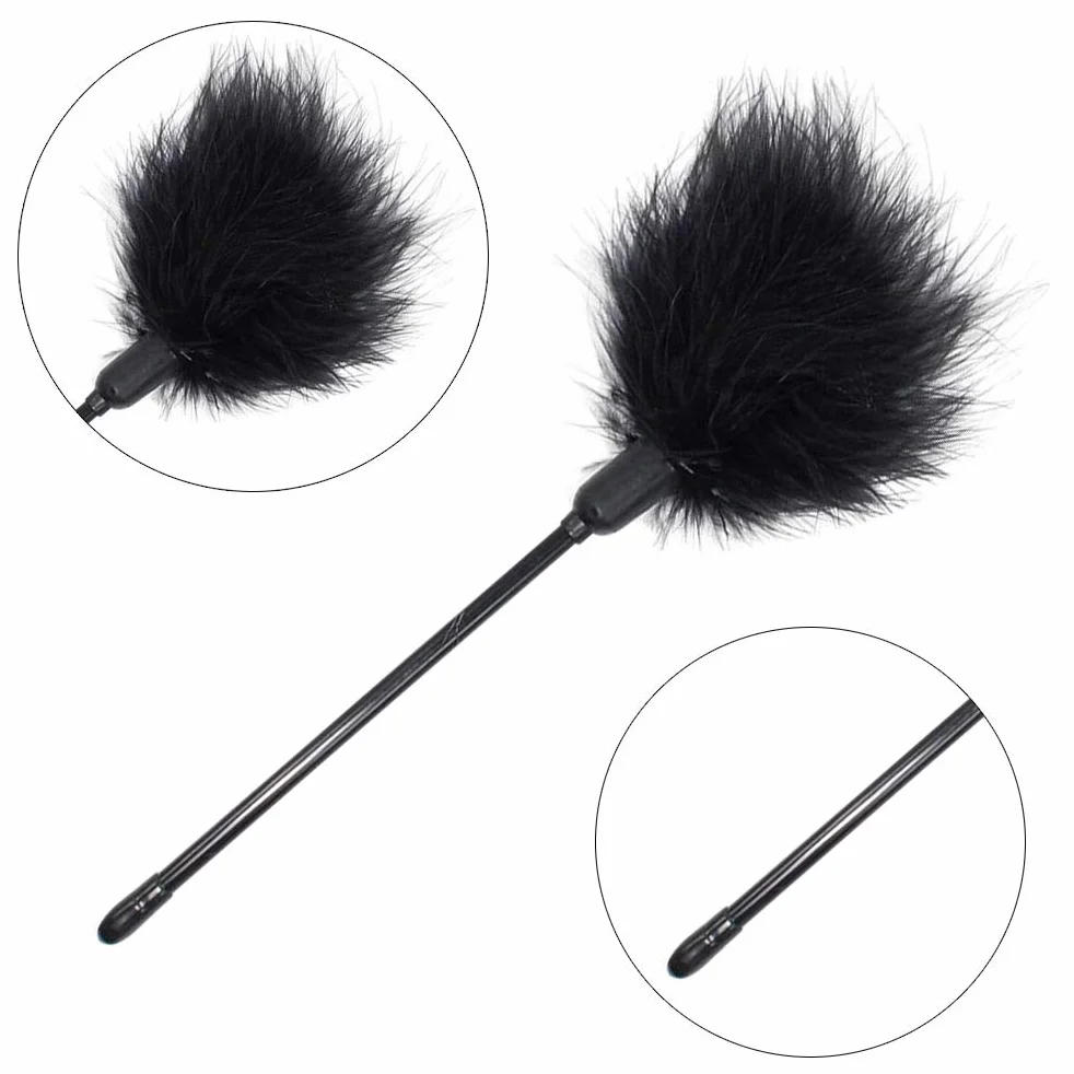 Piuma Sesso fatto di Piume Vere, BD SM Spolverino Erotico, Frusta Piume Erotica - Nero